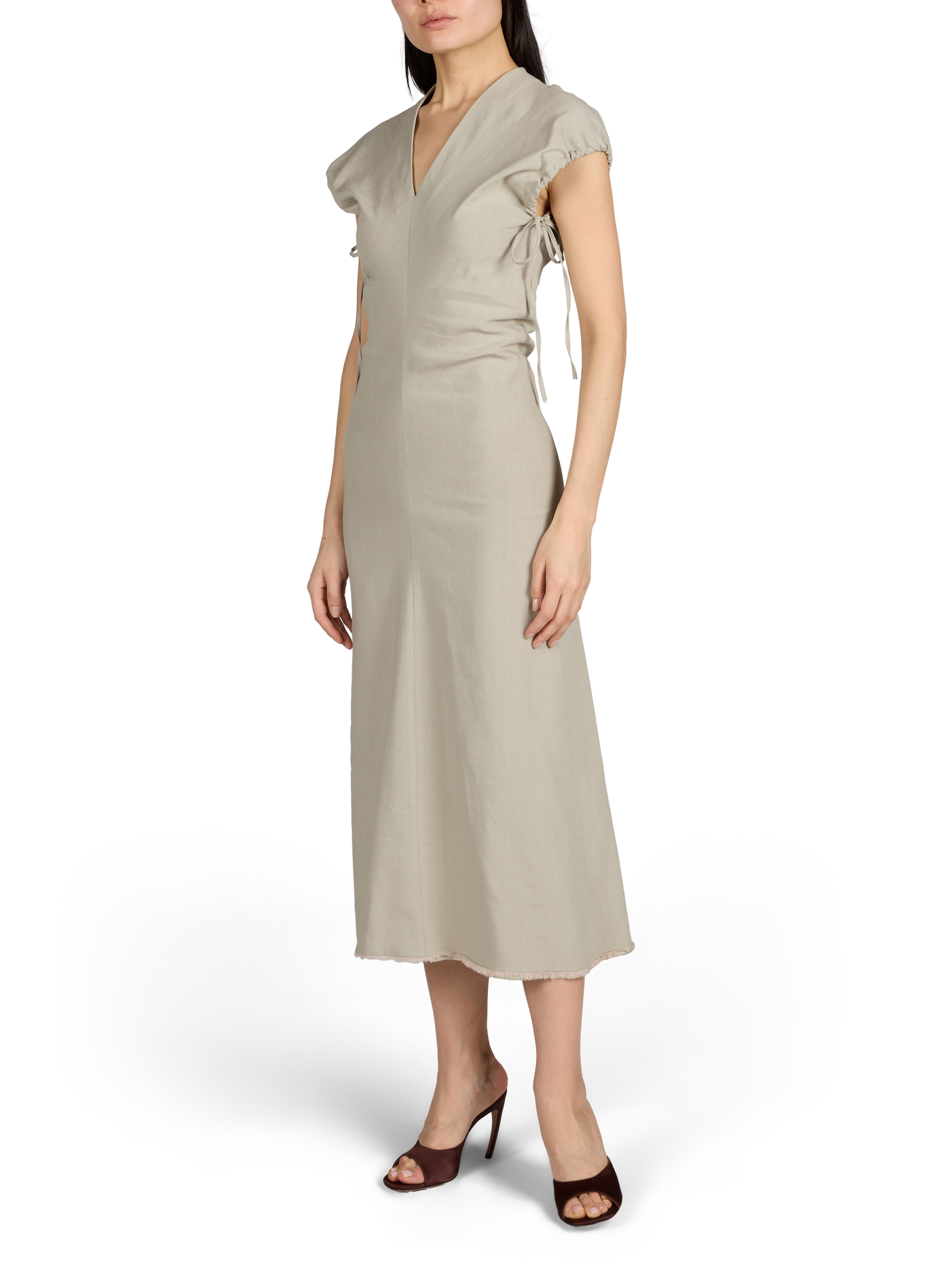 Robe longue Luna en lin TELA Gris