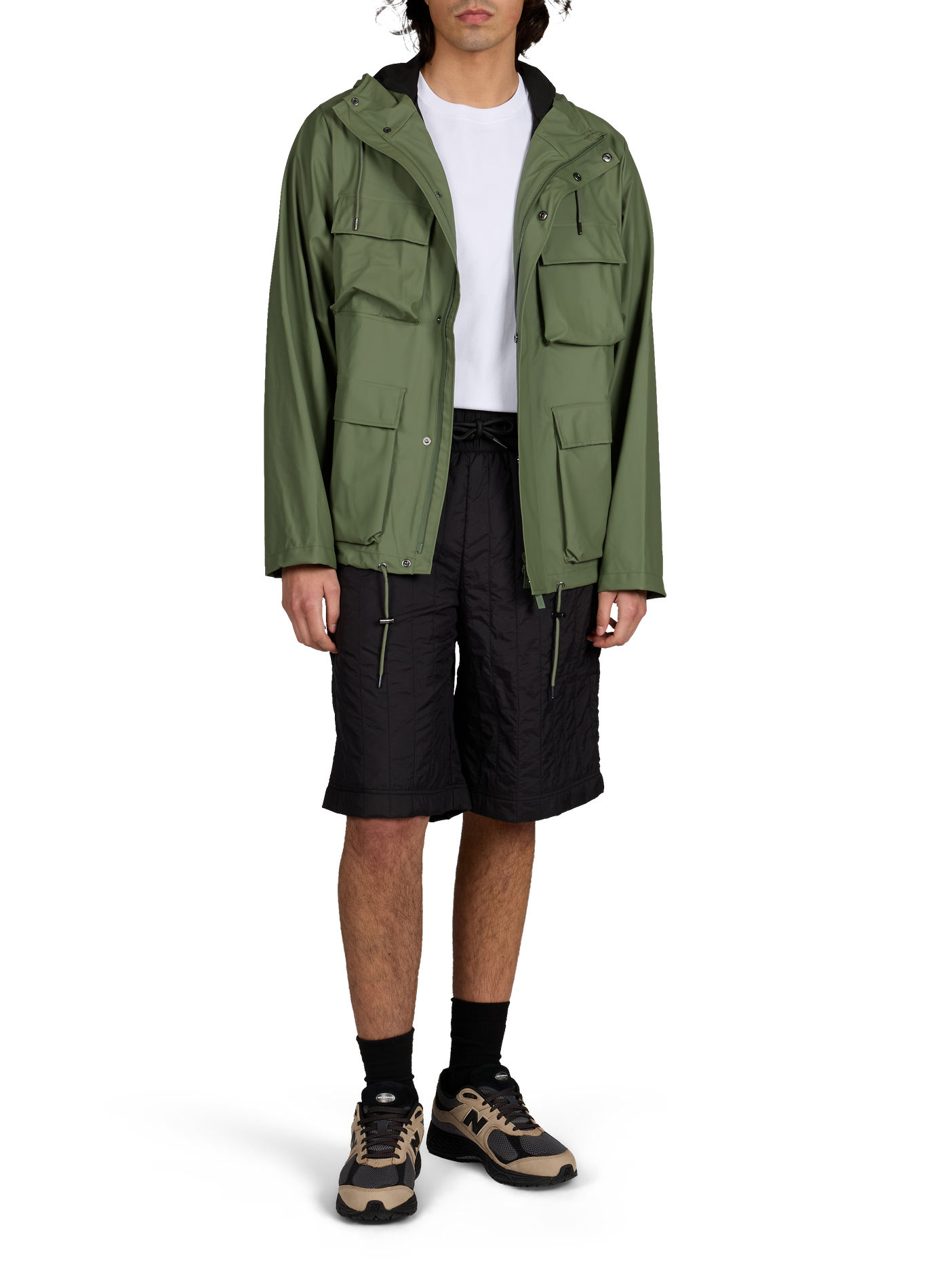 Veste imperméable Pocket Jacket W3 à capuche RAINS Vert