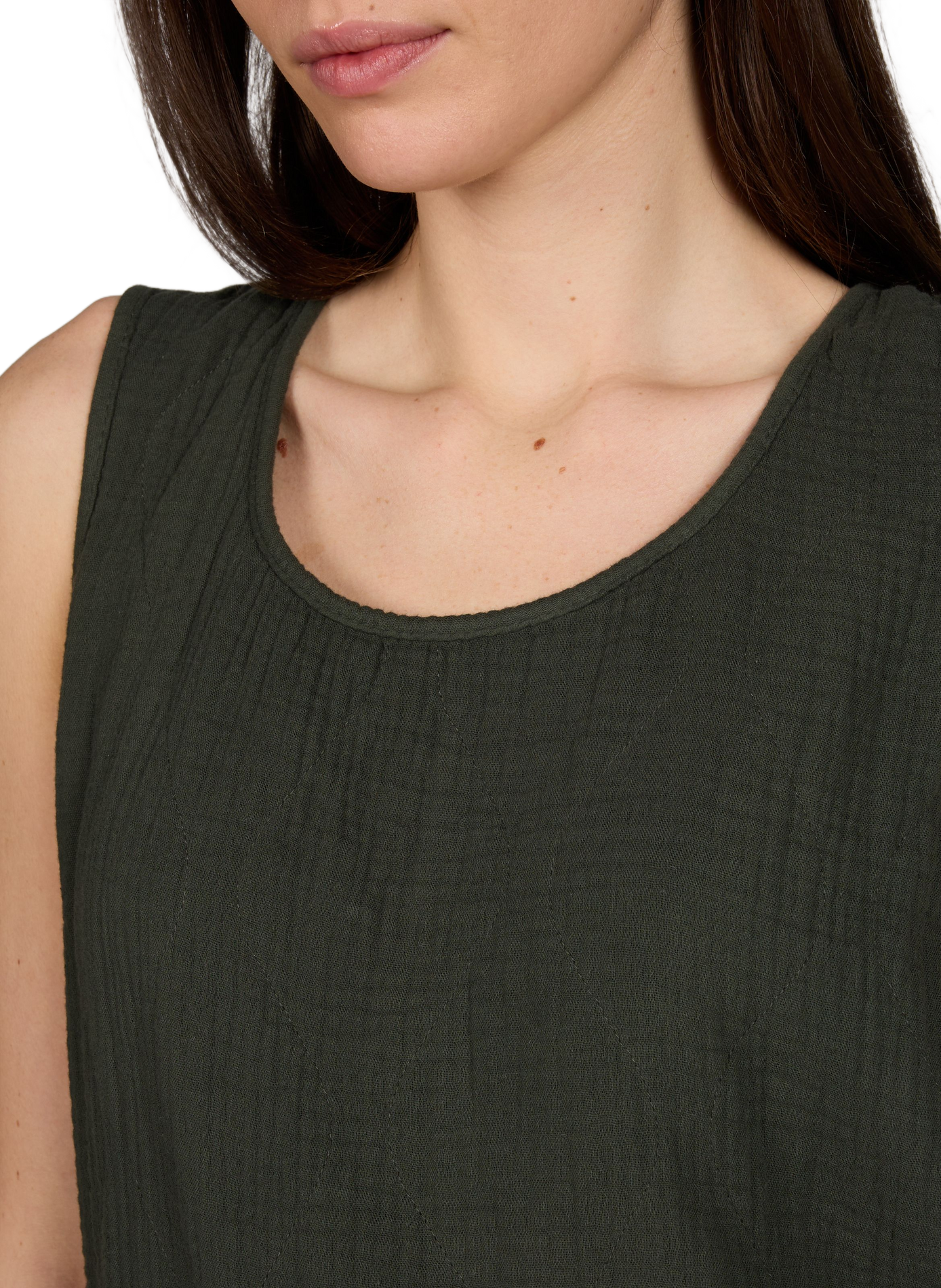 Débardeur Miami à col rond en coton matelassé AOKYANOS Kaki