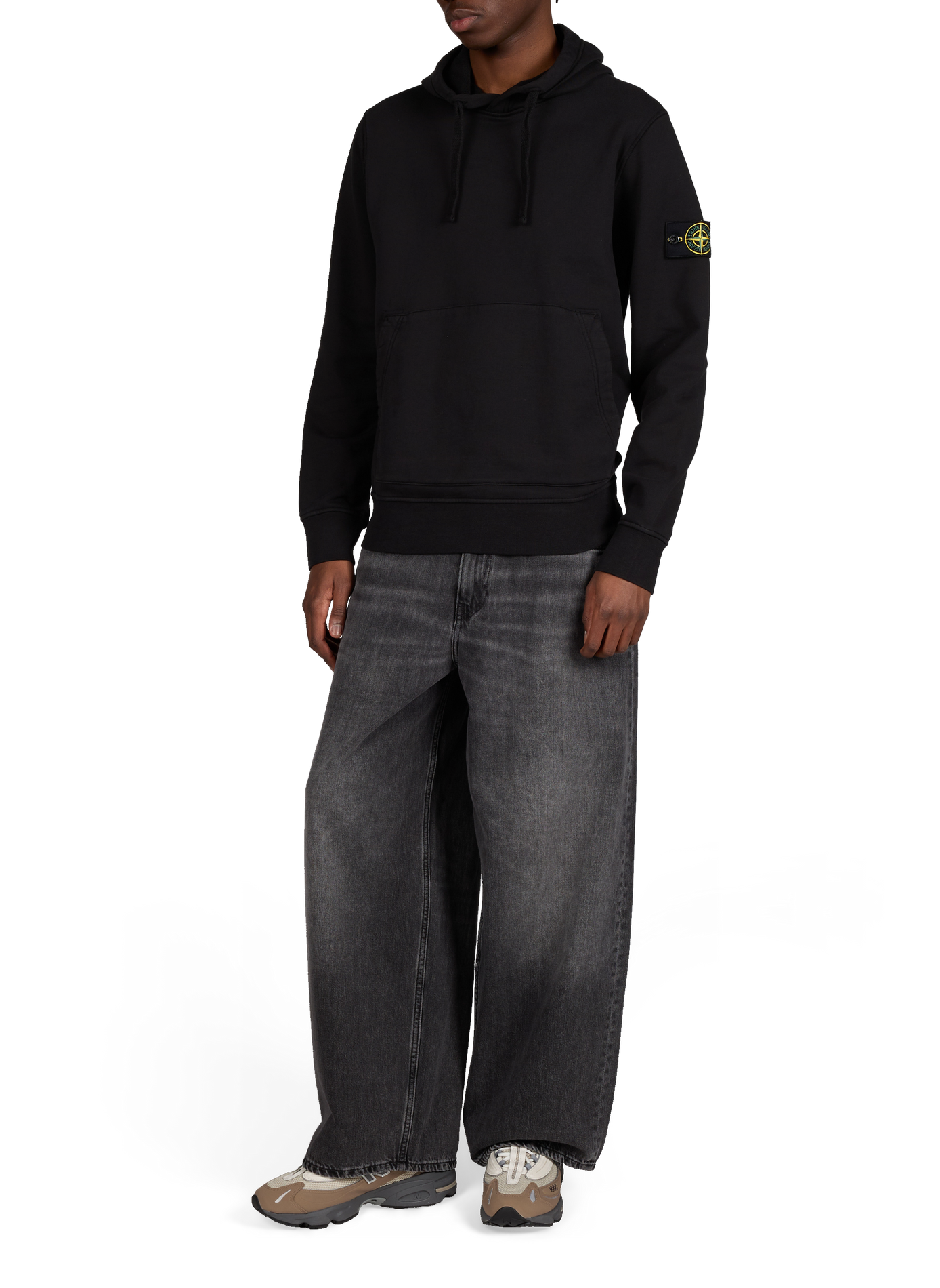 Jeans Lyon large délavé en coton WON HUNDRED Noir