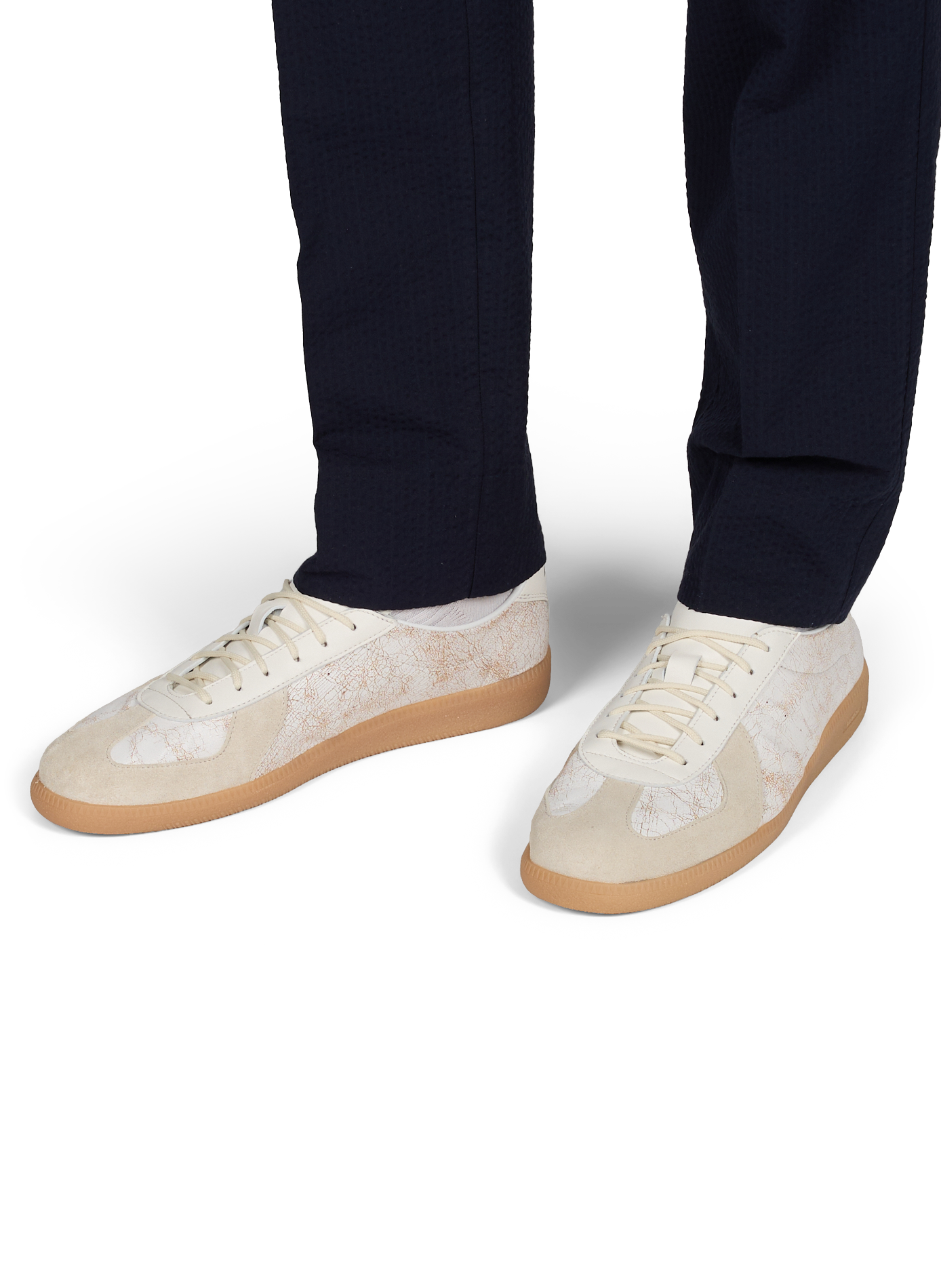 Baskets en cuir mélangé RUN OF Blanc