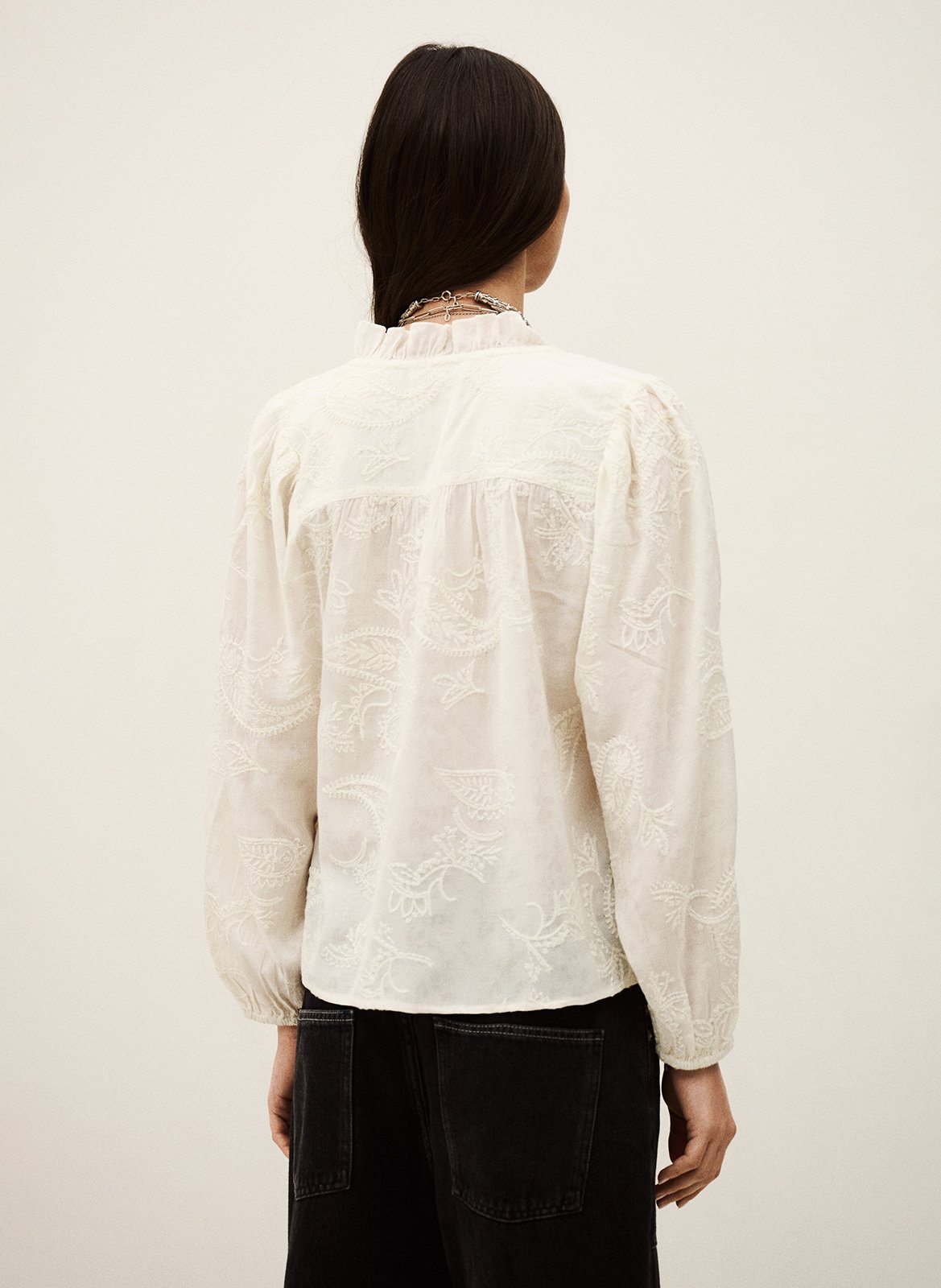 Blouse brodée col v petty BA&SH Beige