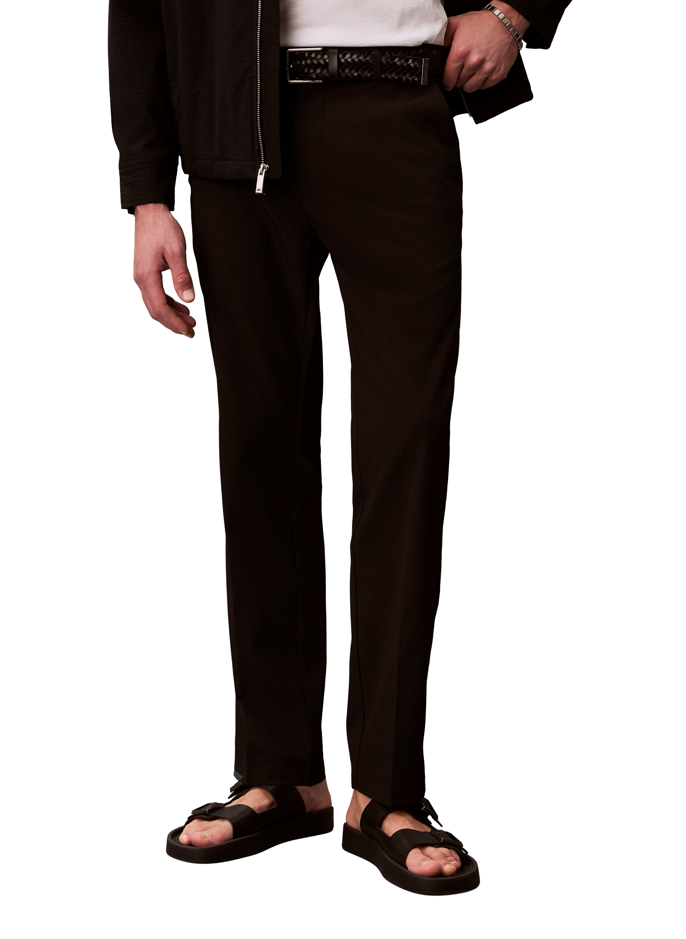 Gerade Hose aus Seersucker-Gewebe CALVIN KLEIN Schwarz