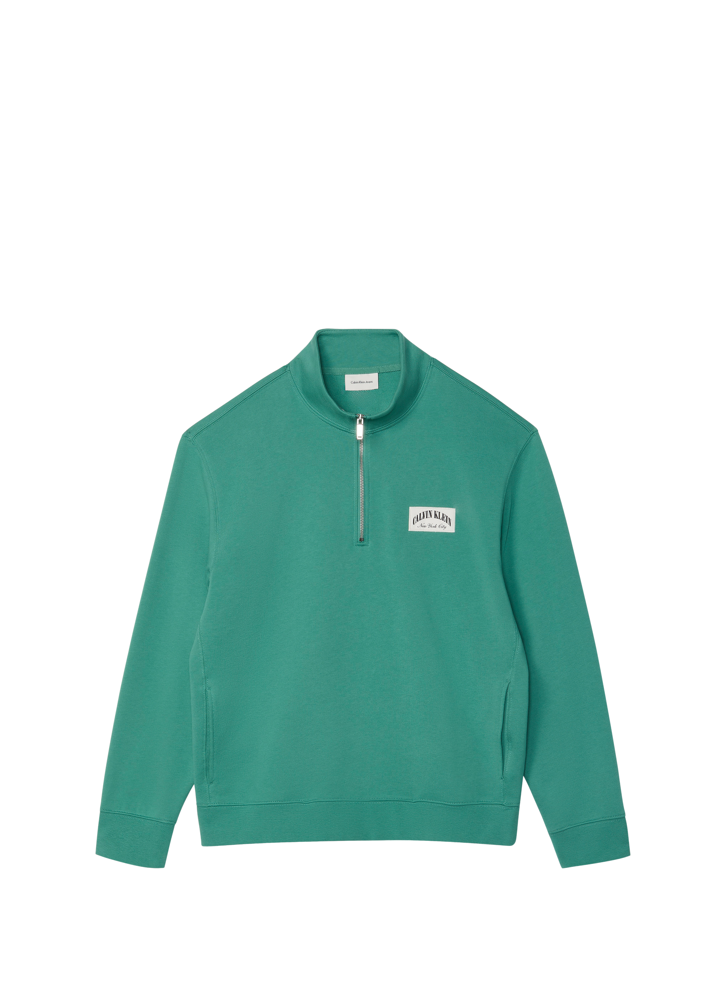 Sweatshirt à col montant zippé en coton CALVIN KLEIN Vert