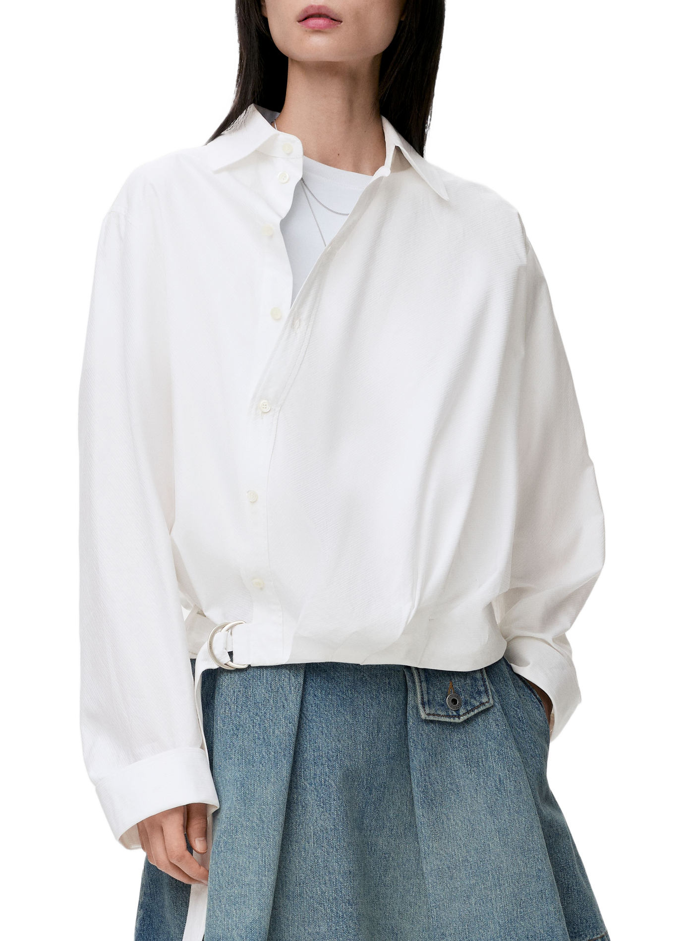 Chemise asymétrique drapée en coton LOEWE Blanc
