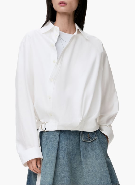 Asymmetrical draped cotton shirt White Loewe - Women | Printemps Asymmetrical draped cotton shirt White Loewe - Women | Printemps