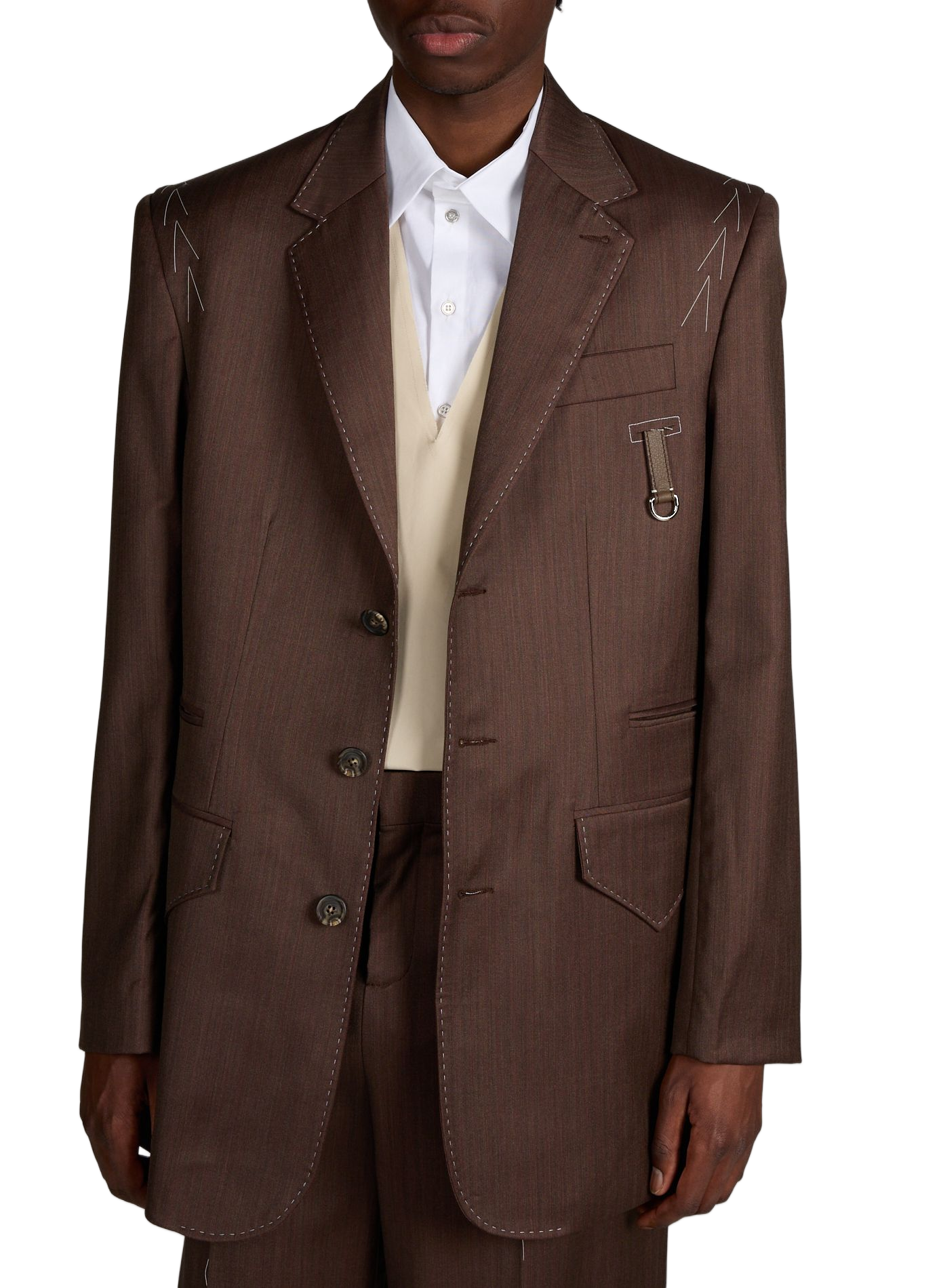 Straight wool and silk blazer SONIA CARRASCO Brown