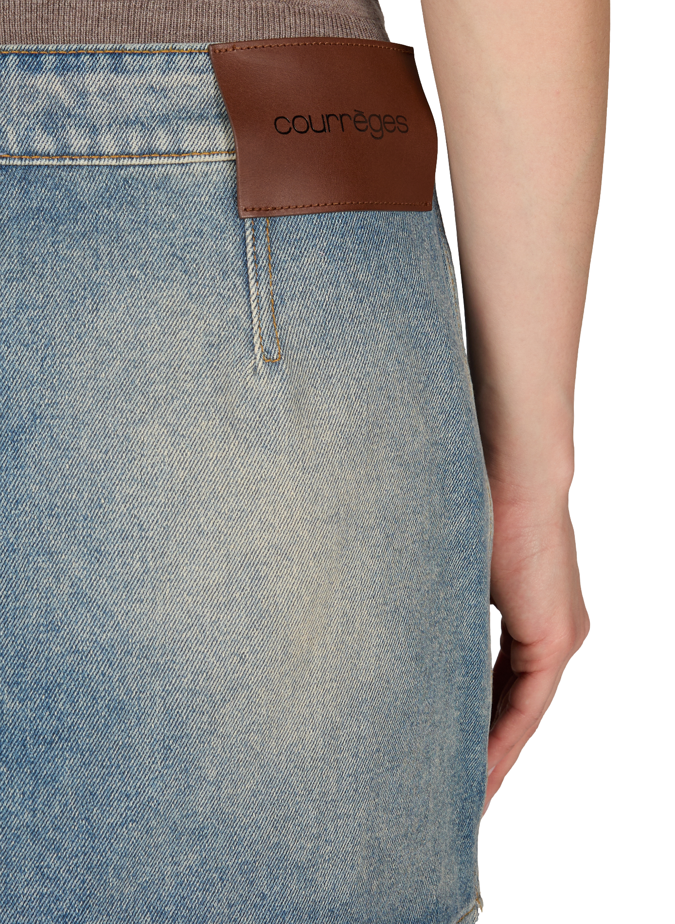 Mini jupe en denim de coton COURRÈGES Bleu