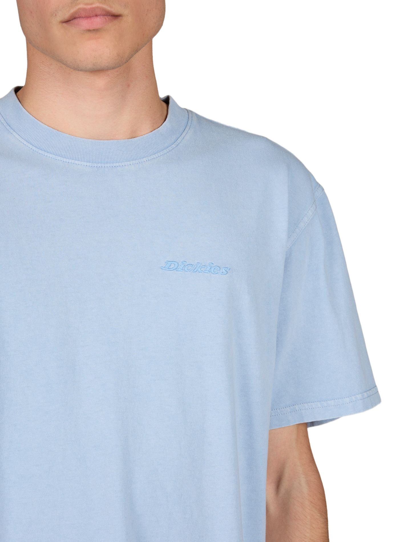 Round neck T-shirt with embroidered logo in cotton DICKIES Blue
