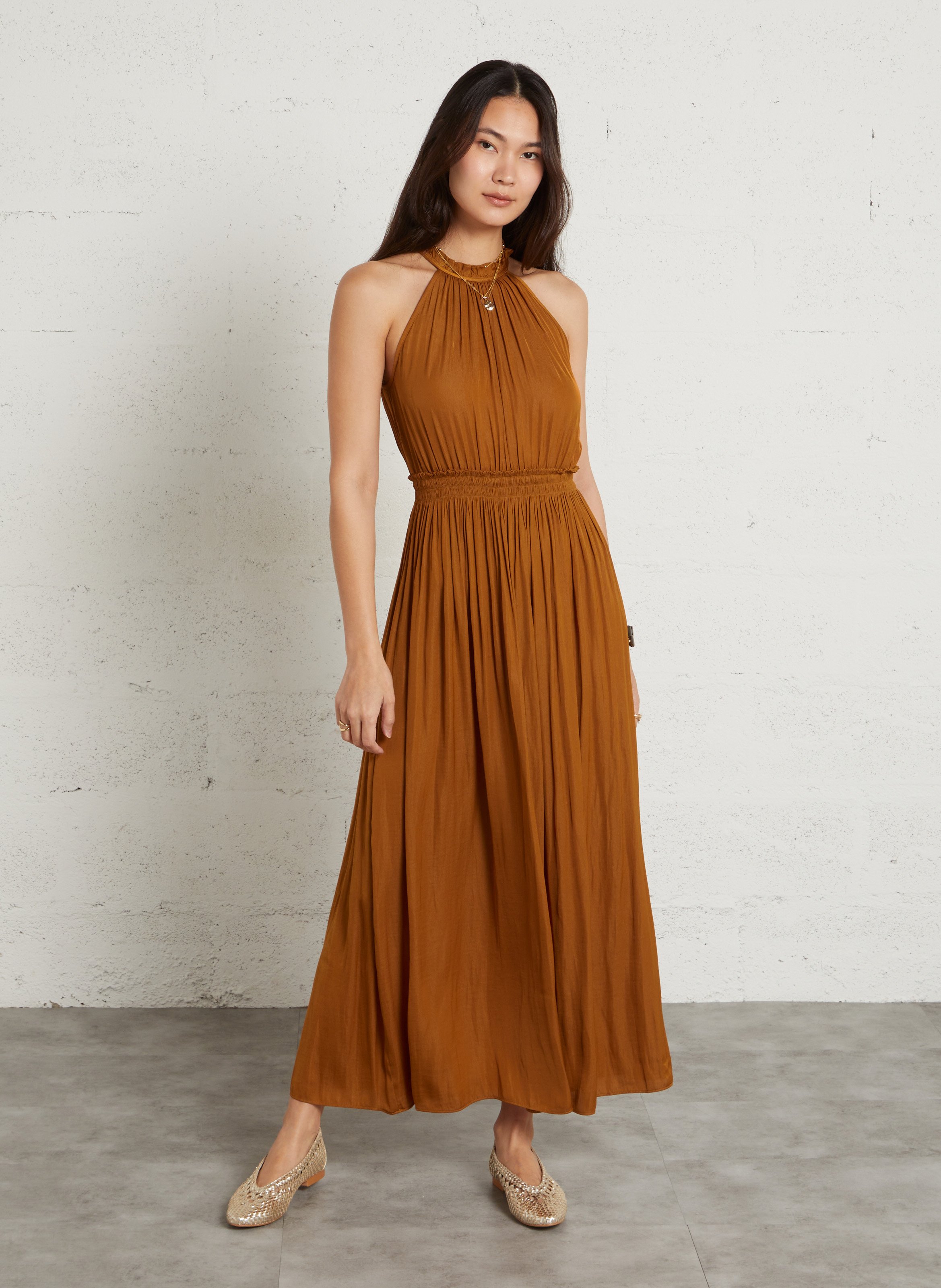 Robe longue satinée bay MAISON 123 Doré