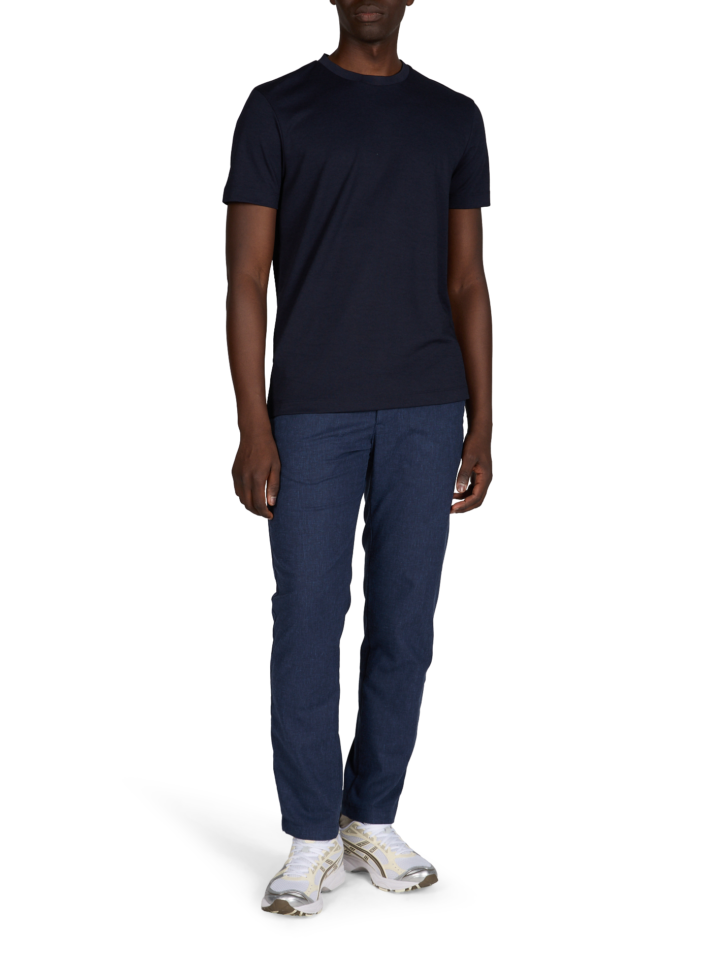 T-shirt with round ribbed neckline in blended cotton STRELLSON Blue