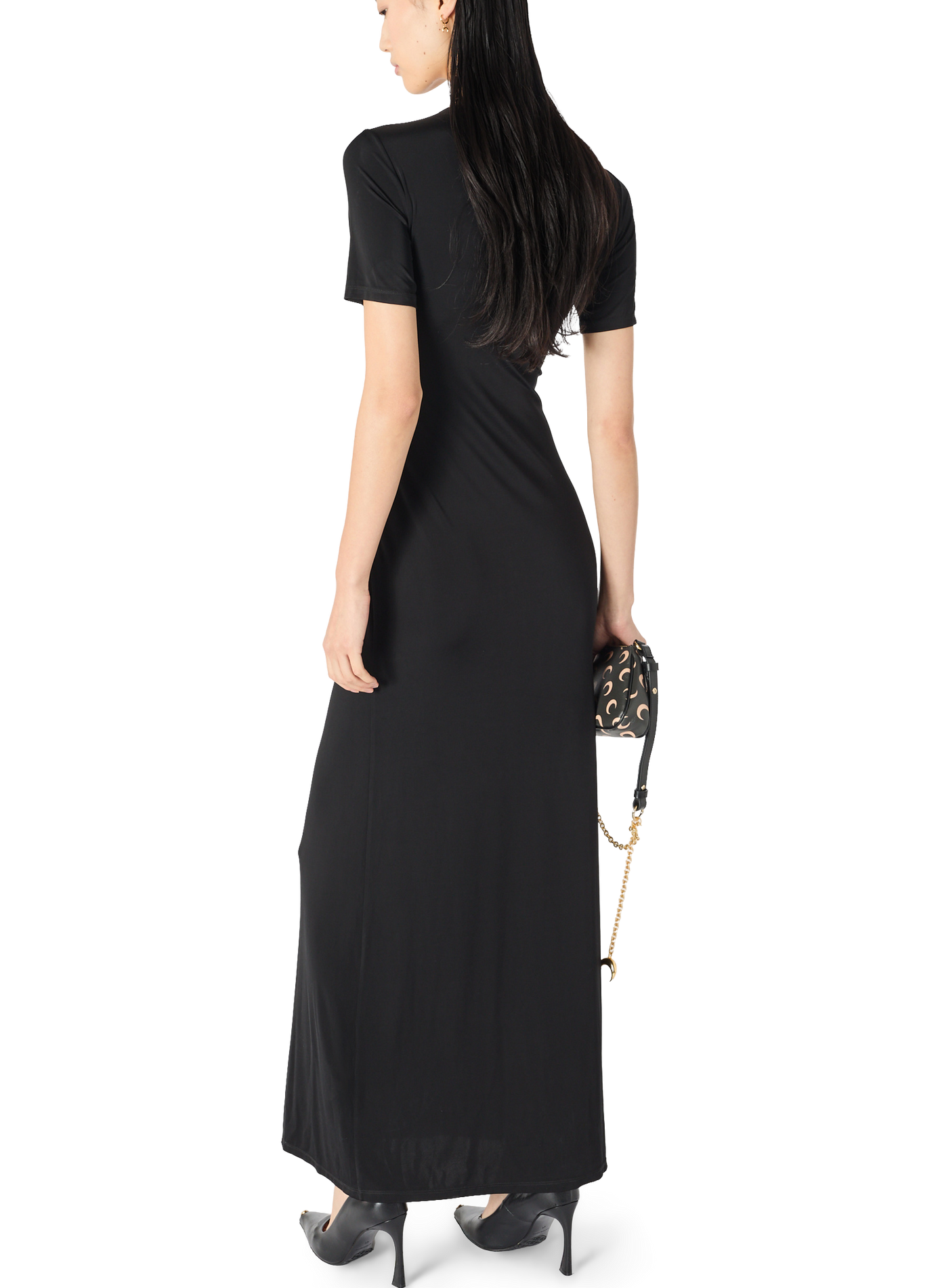 Robe longue froncée moon MARINE SERRE Zwart
