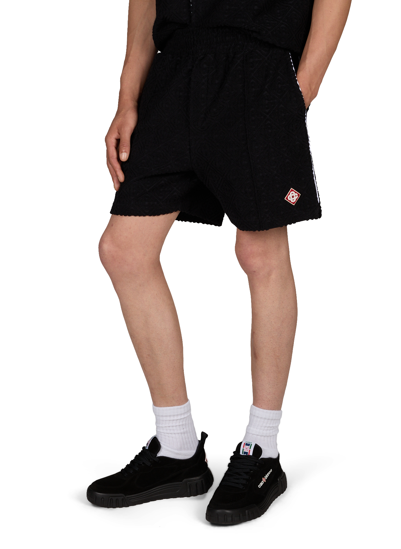 Textured short in cotton blend terry fabric CASABLANCA PARIS Black