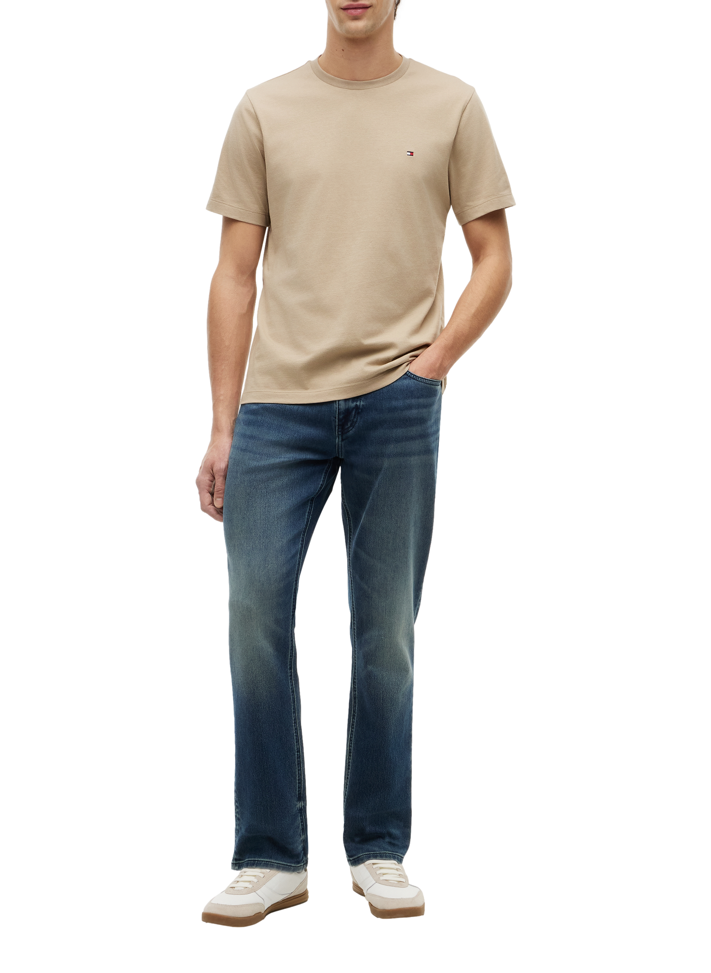 Round-neck cotton T-shirt | Beige TOMMY HILFIGER Men