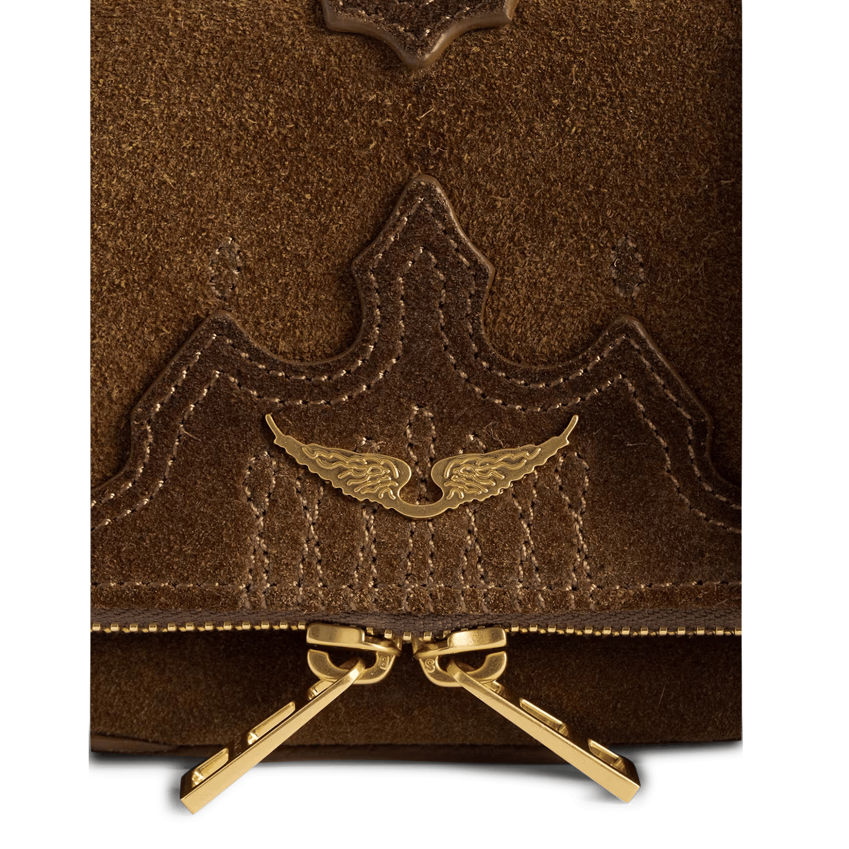 Sac bandoulière en cuir velours rock mini ZADIG&VOLTAIRE Marron