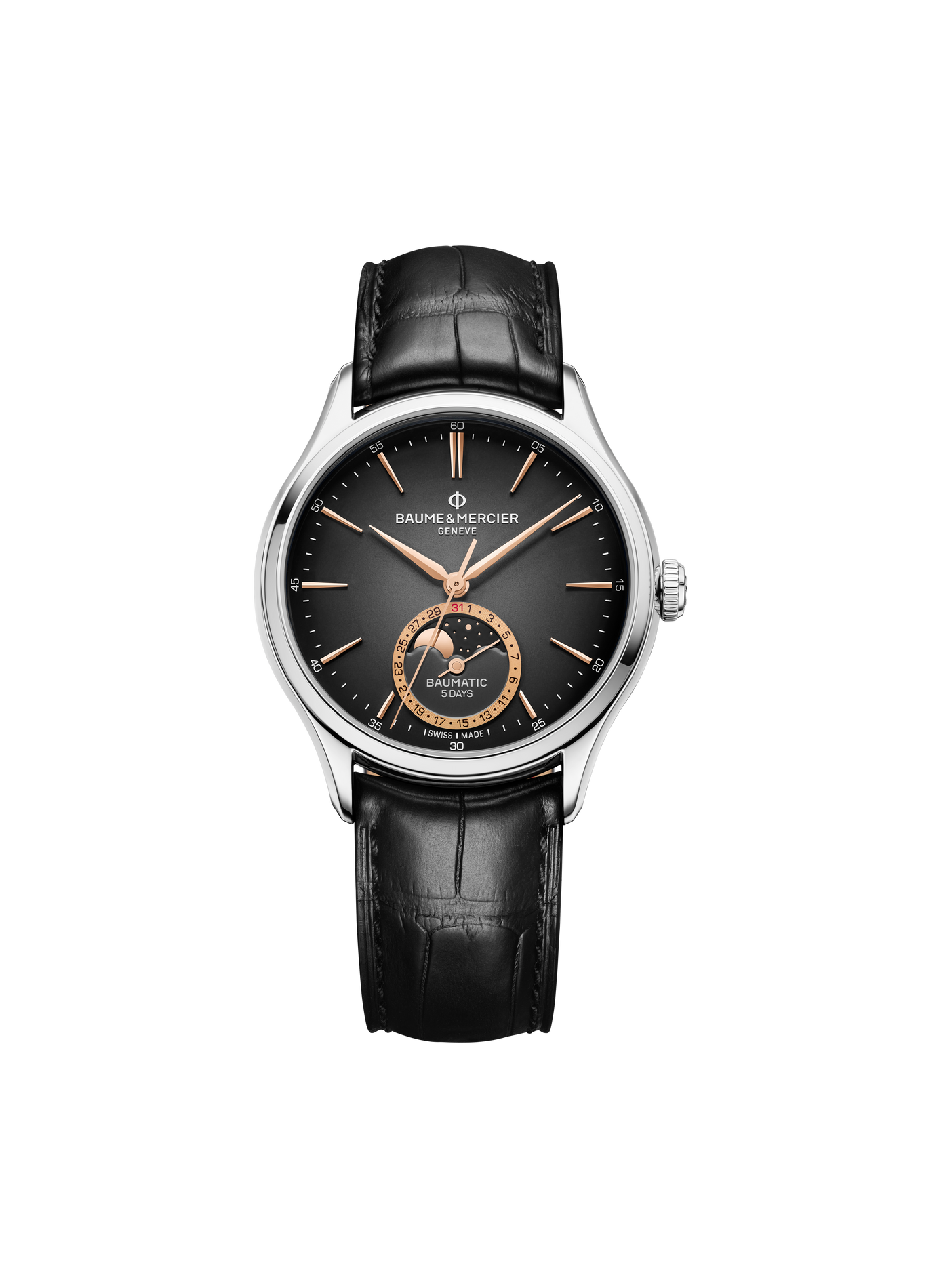 Montre automatique Clifton en cuir BAUME & MERCIER Gris