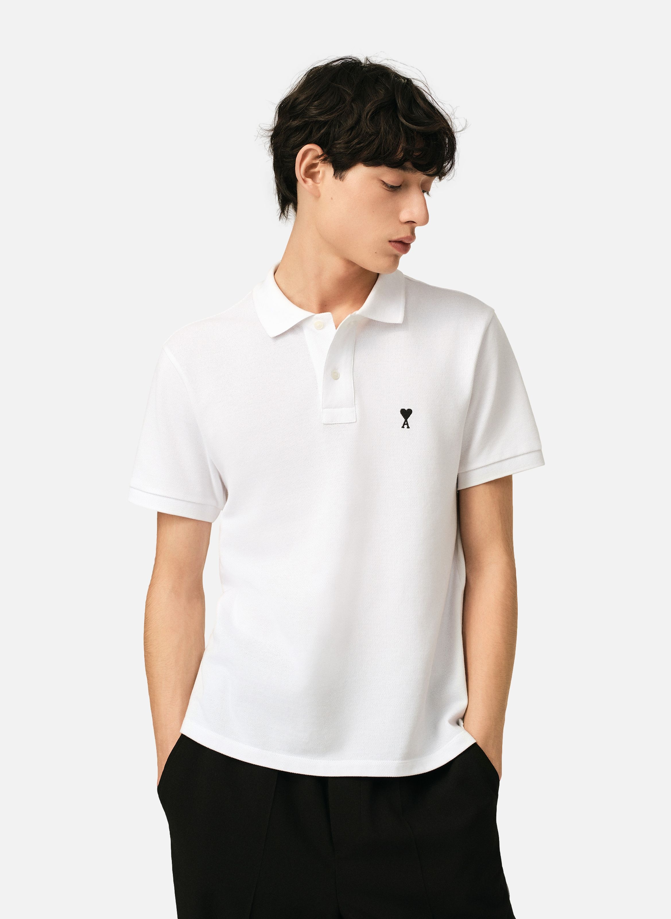 Polo ami de coeur en coton AMI PARIS Blanc