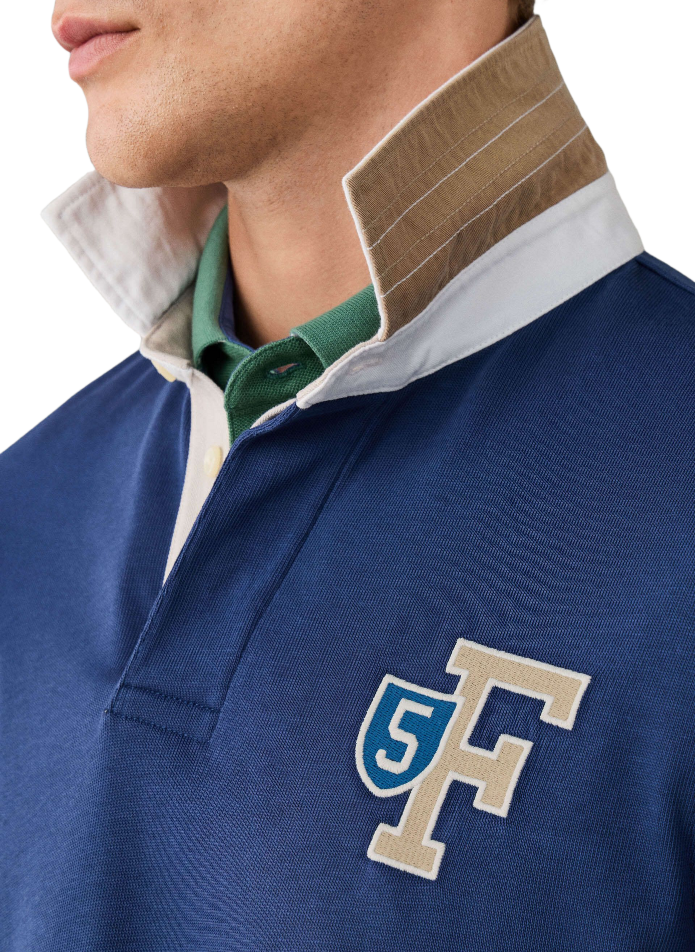 Gerader Polo mit langen Ärmeln aus Baumwolle FACONNABLE Blau