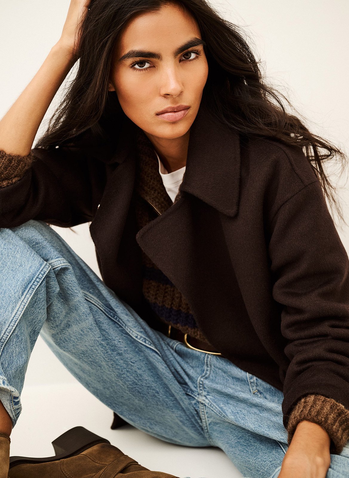 Manteau cintrée en laine mélangée kam | Marron BA&SH Femme
