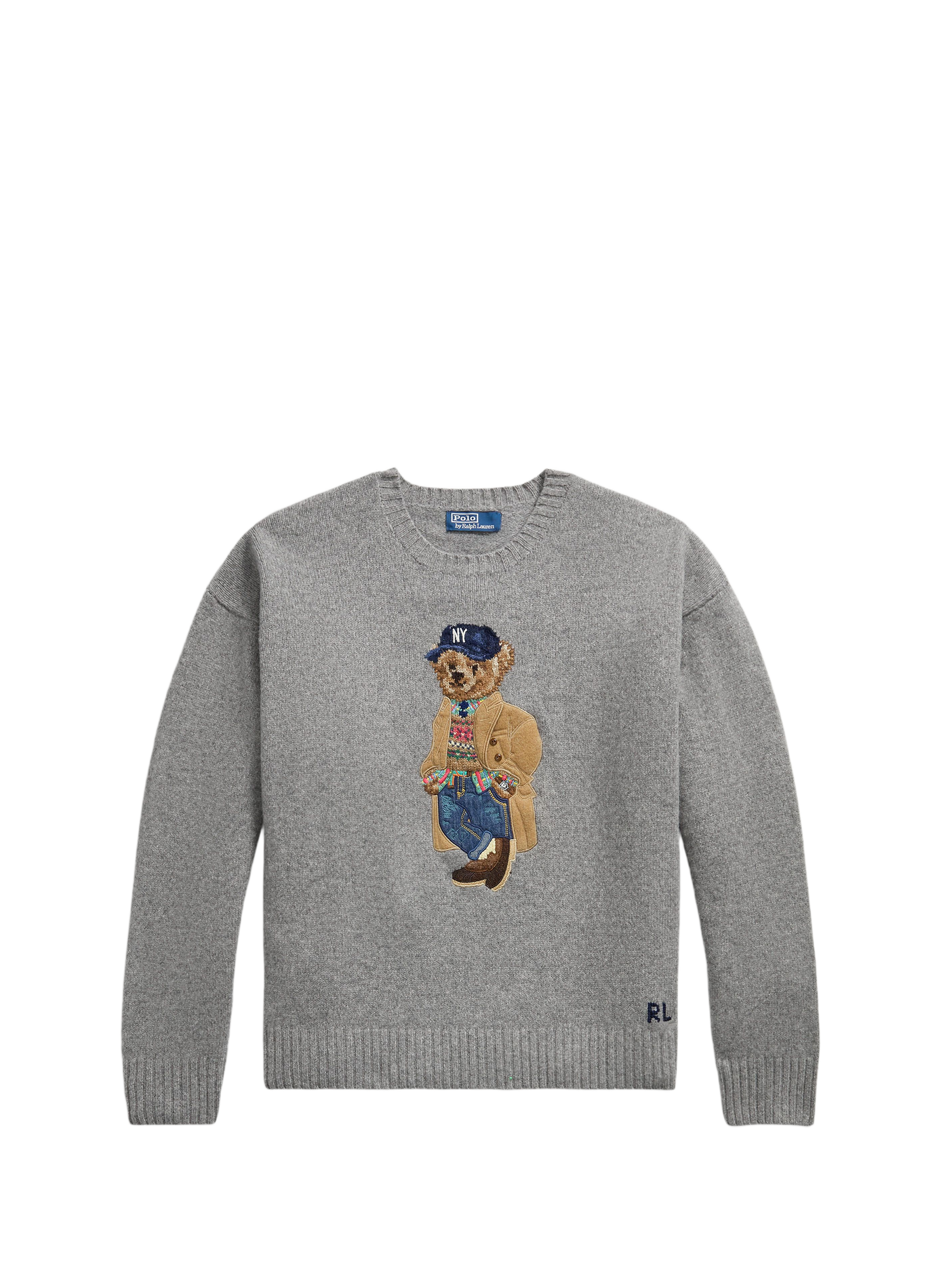 Pull ample col rond en laine et cachemire POLO RALPH LAUREN Gris