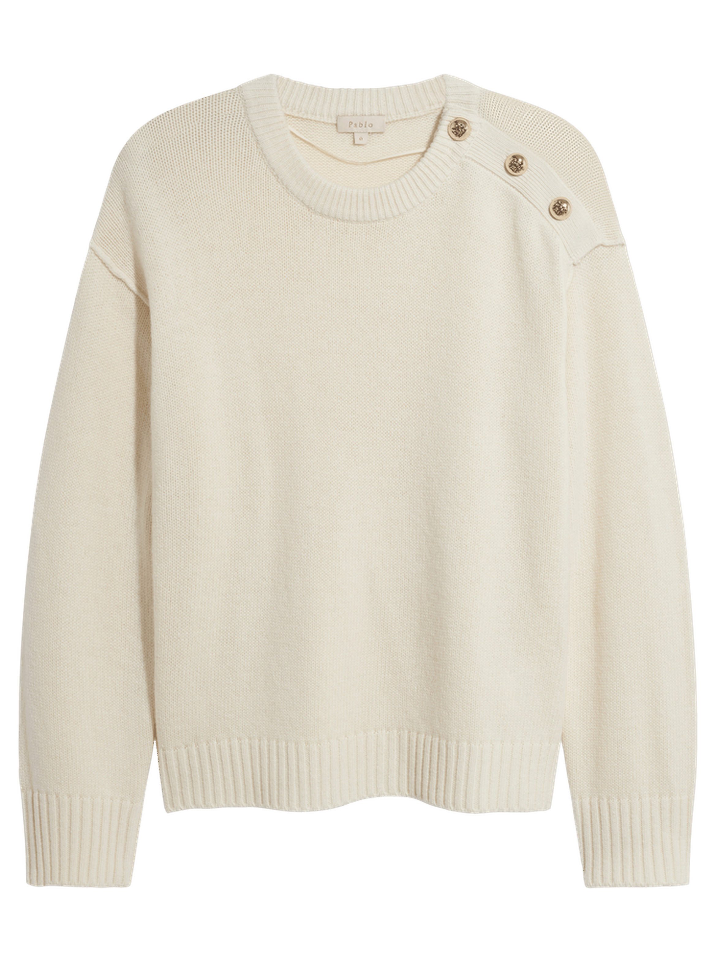 Pull en laine à boutons dorés - rosal PABLO Beige