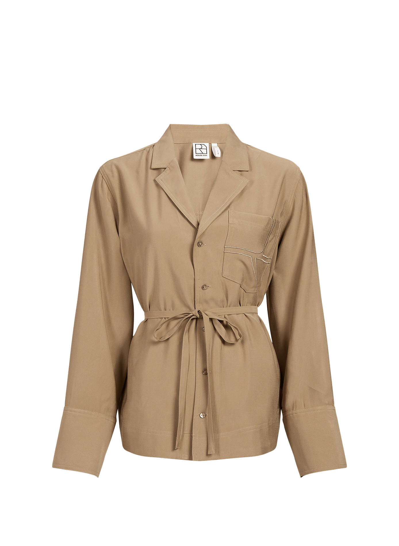 Loose-fitting shirt with tailored collar ROUGE EDIT Beige