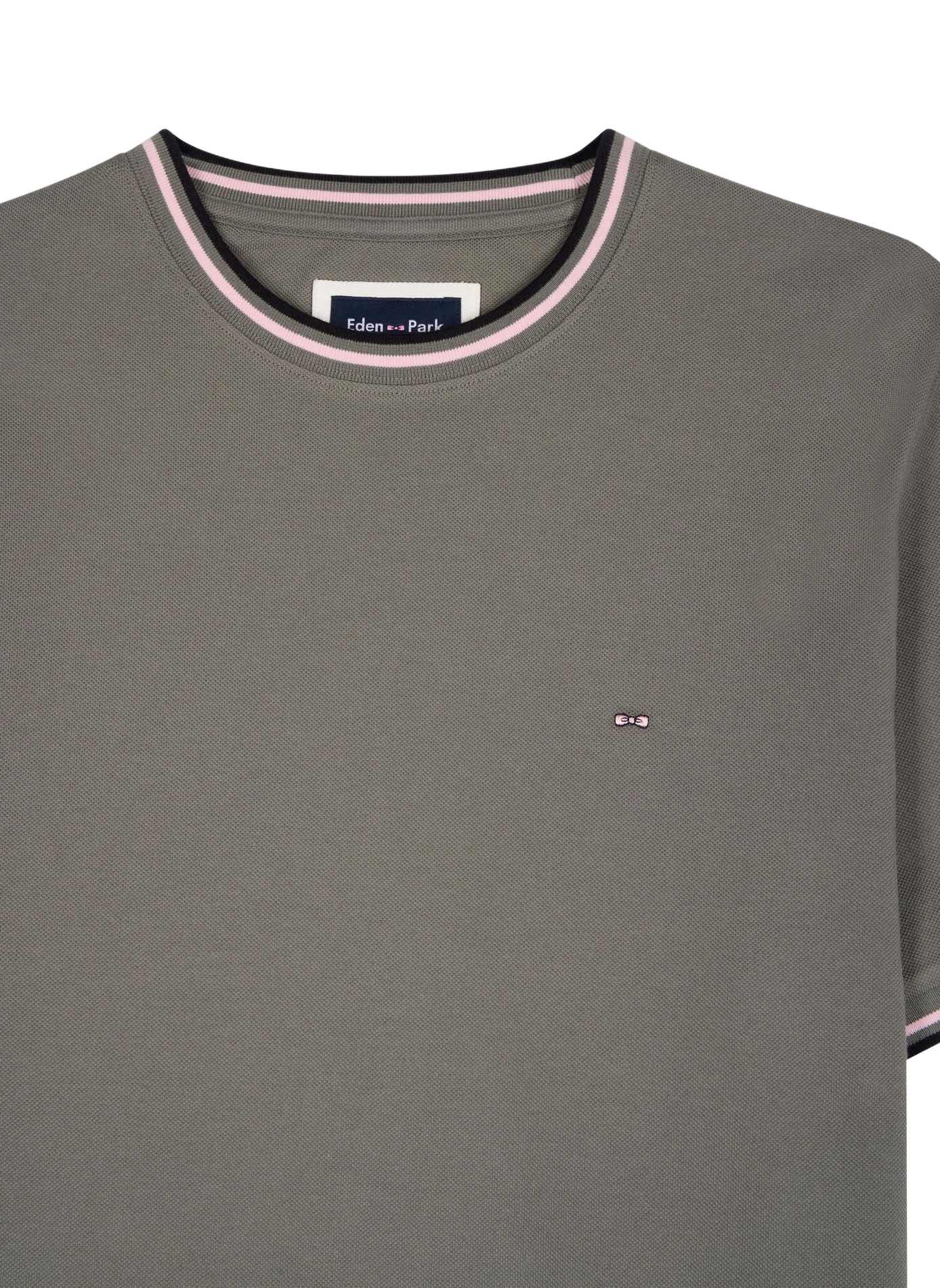 Tee-shirt col rond en coton | Kaki EDEN PARK Heren