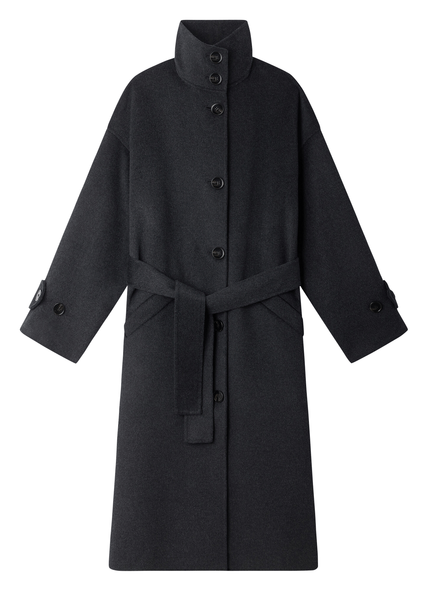 Manteau long ceinturé en laine mélangée oslo coat SESSUN Gris