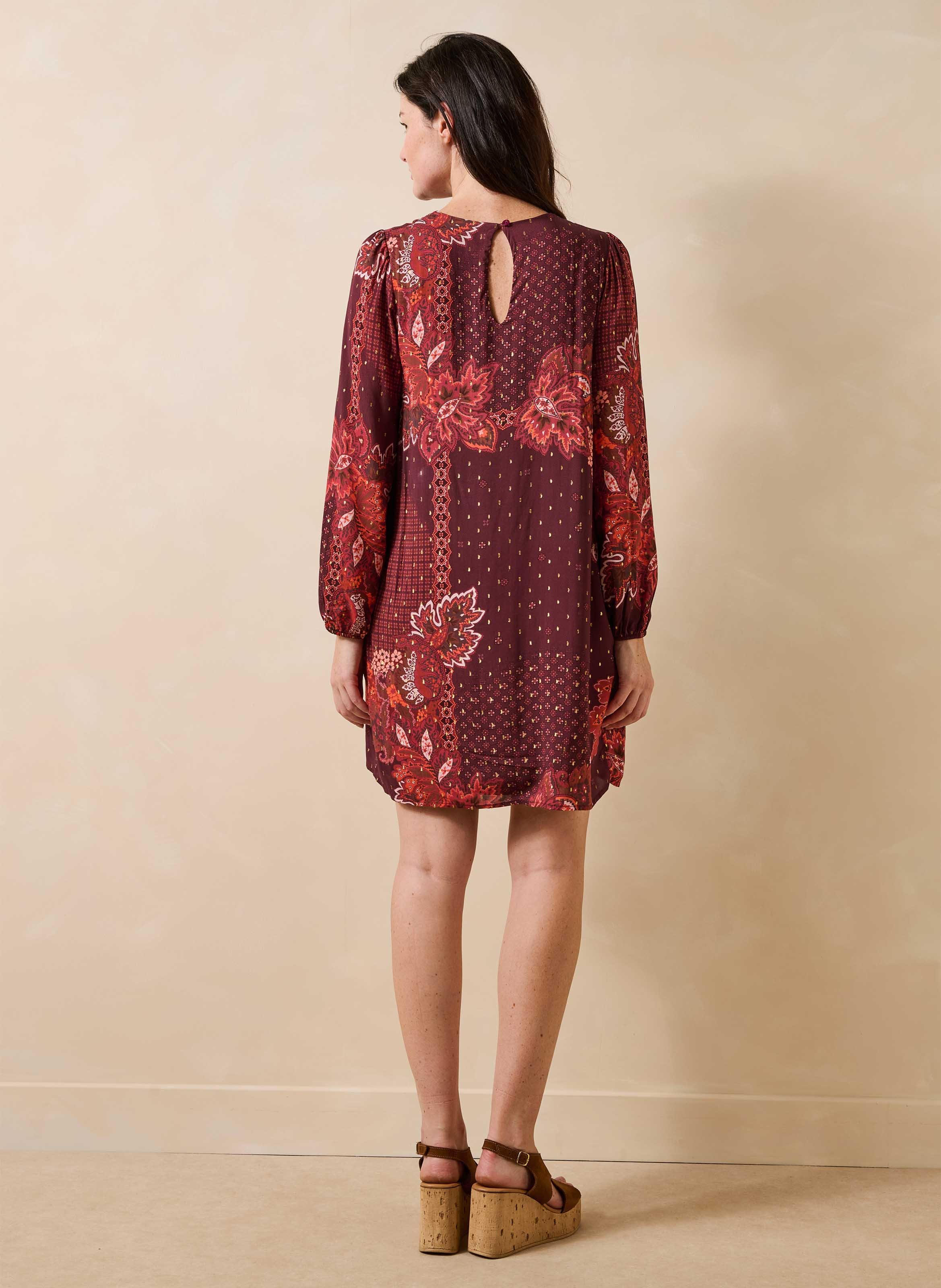 Korte rechte jurk met print LA FEE MARABOUTEE Rood