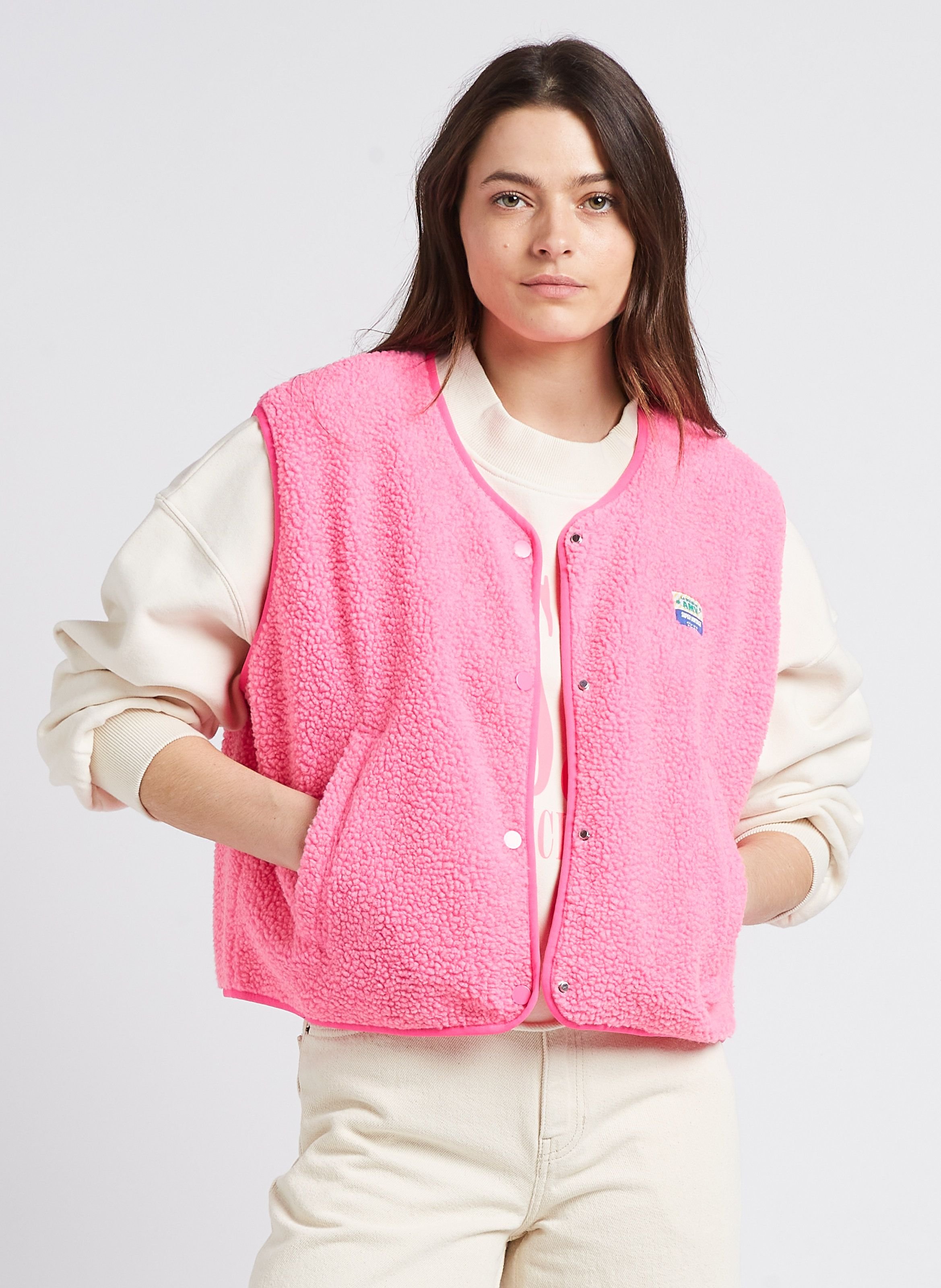 AMERICAN VINTAGE Gilet col rond molletonné sans manches hoktown Rose
