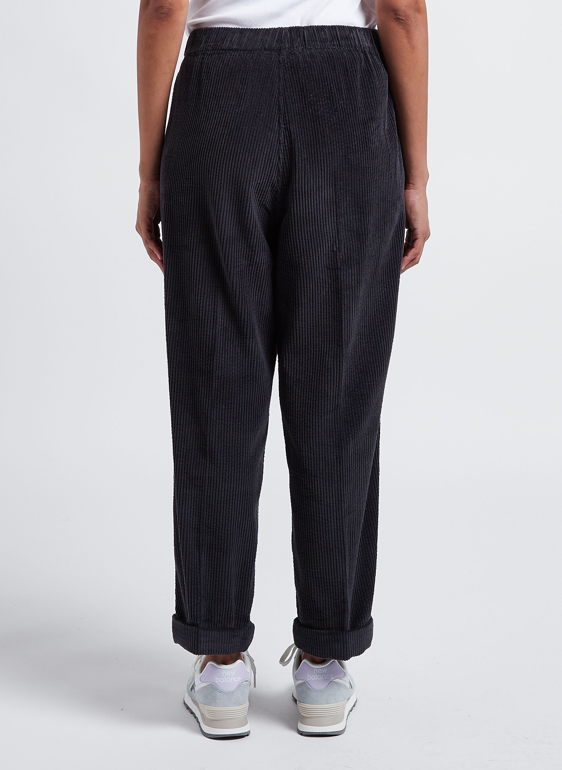 Pantalon large taille haute en velours côtelé padow AMERICAN VINTAGE Noir