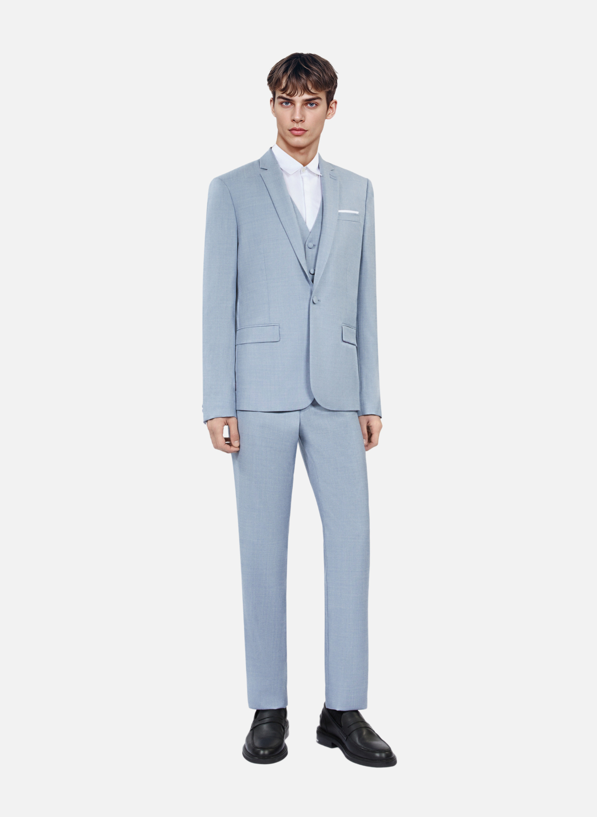 Veste de costume en laine avec chaîne en métal coupe ajustée THE KOOPLES Bleu