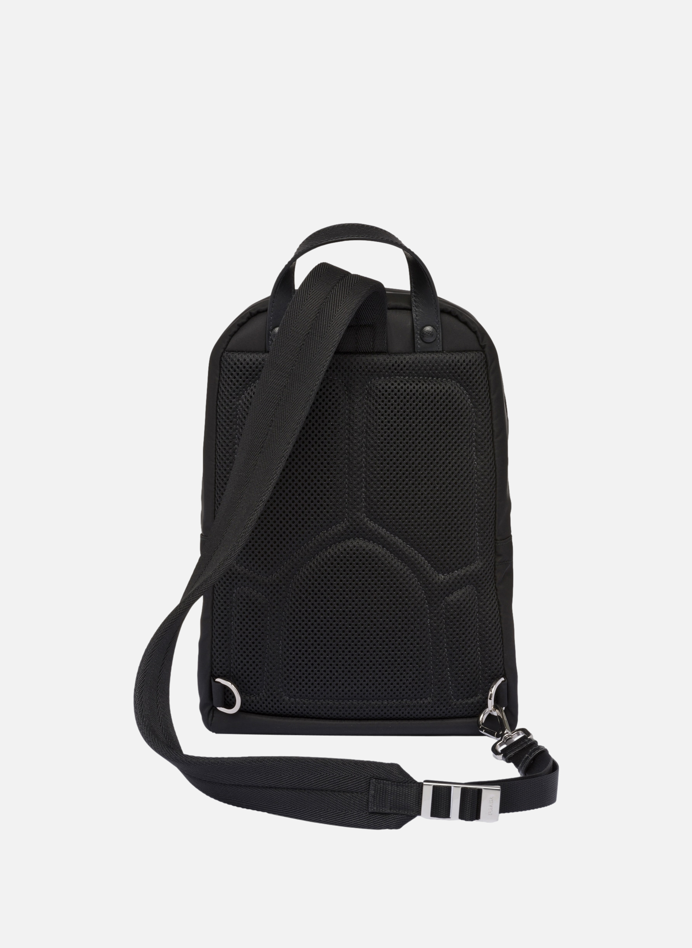 Sac à dos en re-nylon et cuir saffiano PRADA Noir