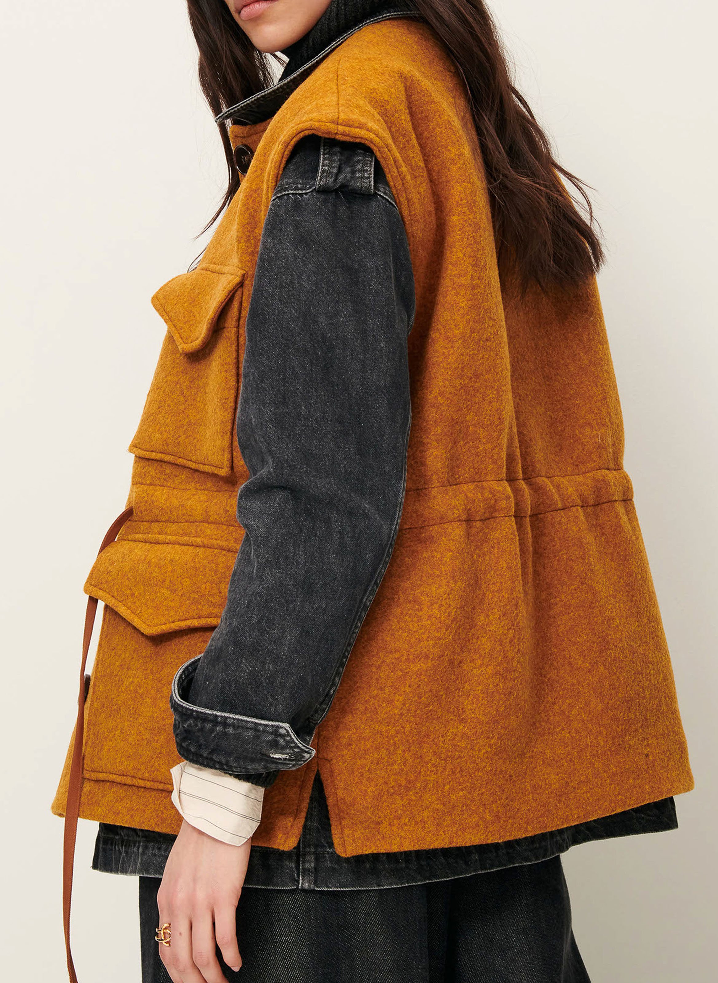 Veste col rond en laine mélangée bowery SESSUN Orange