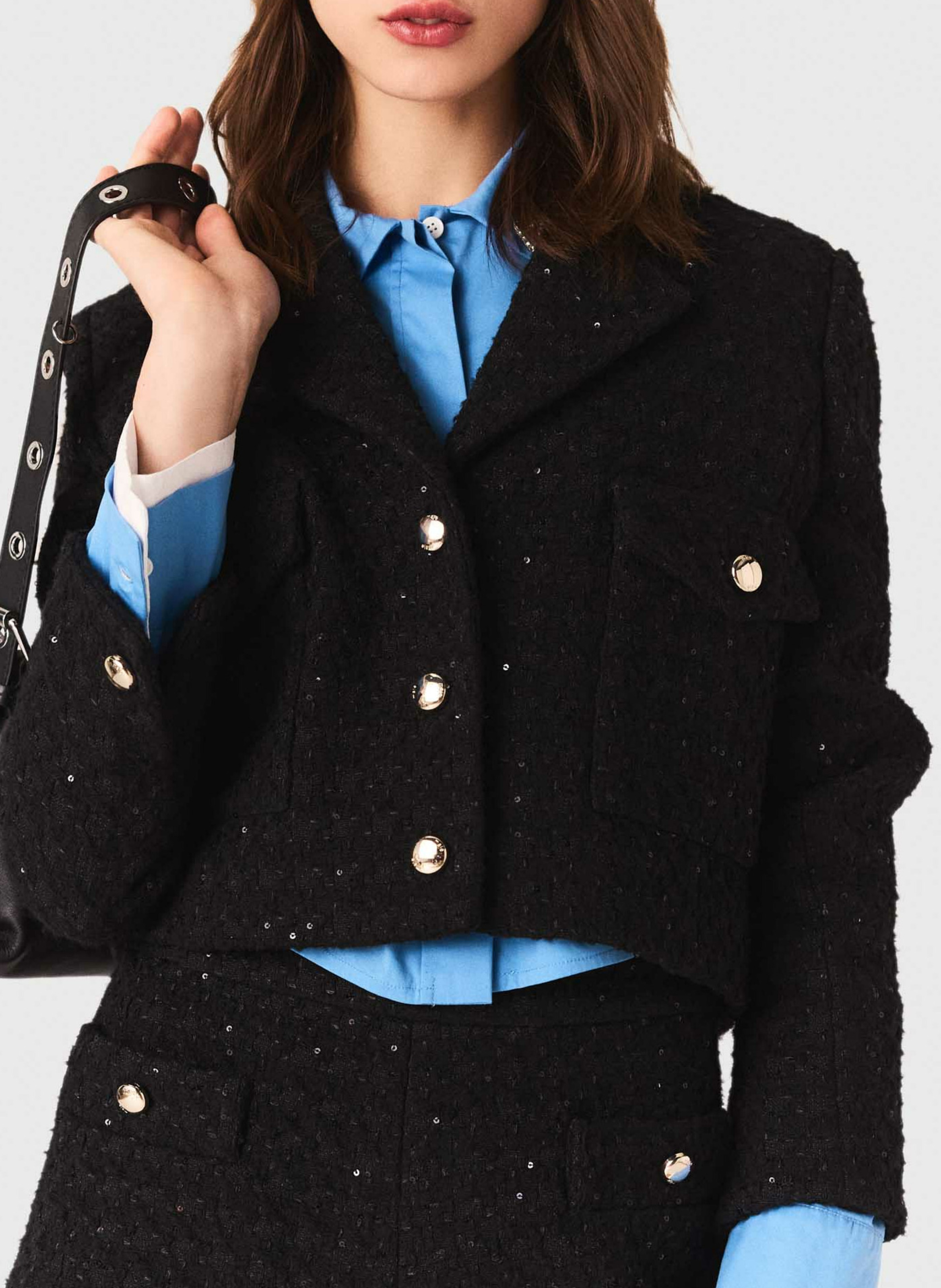 Veste courte tailleur en tweed MAJE Noir