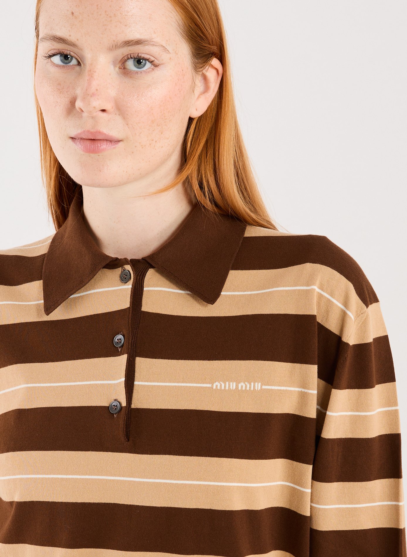 Polo manches longues en coton MIU MIU Multicolore