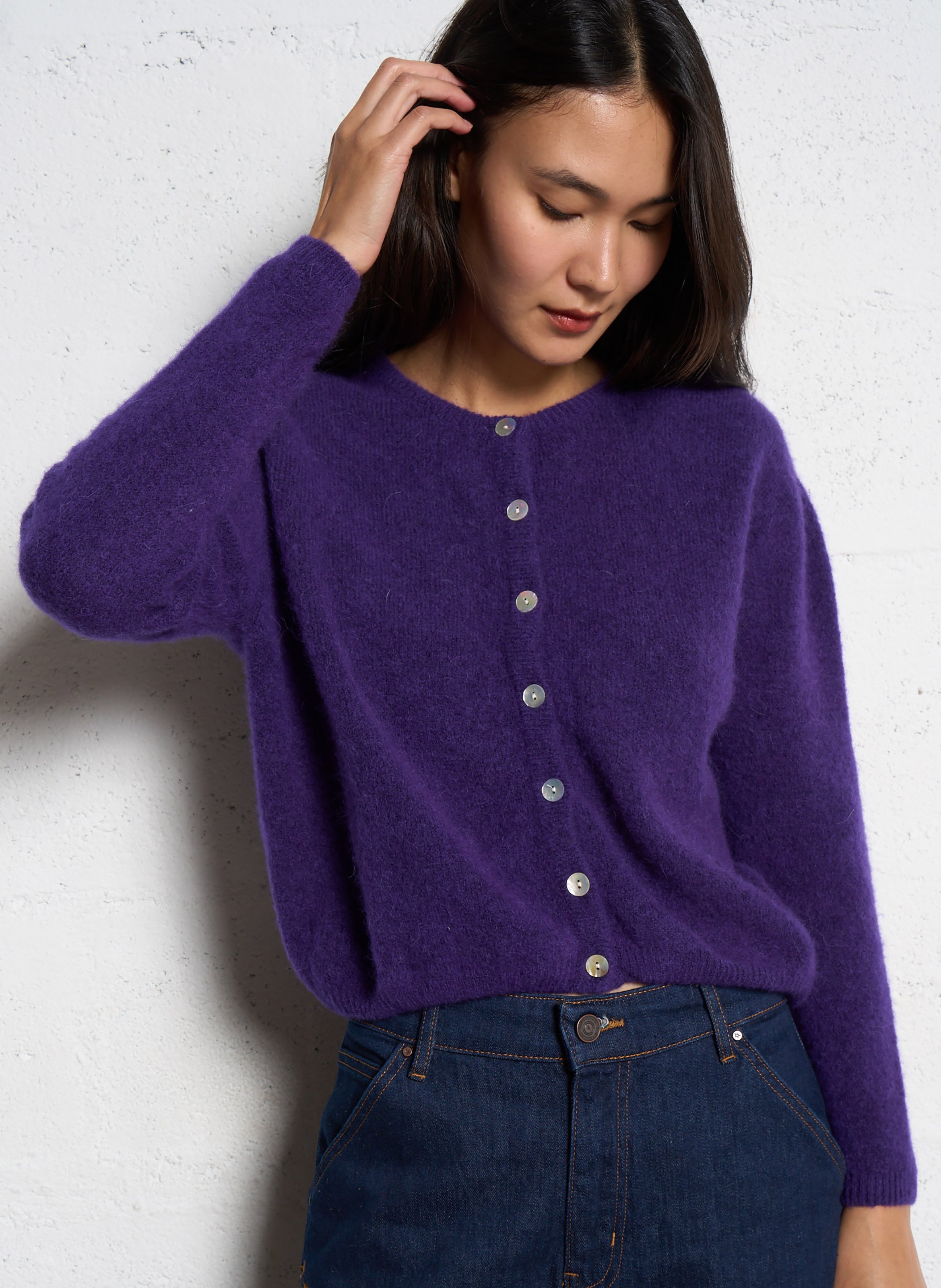 Gilet ample col rond en laine mélangée vitow AMERICAN VINTAGE Violet