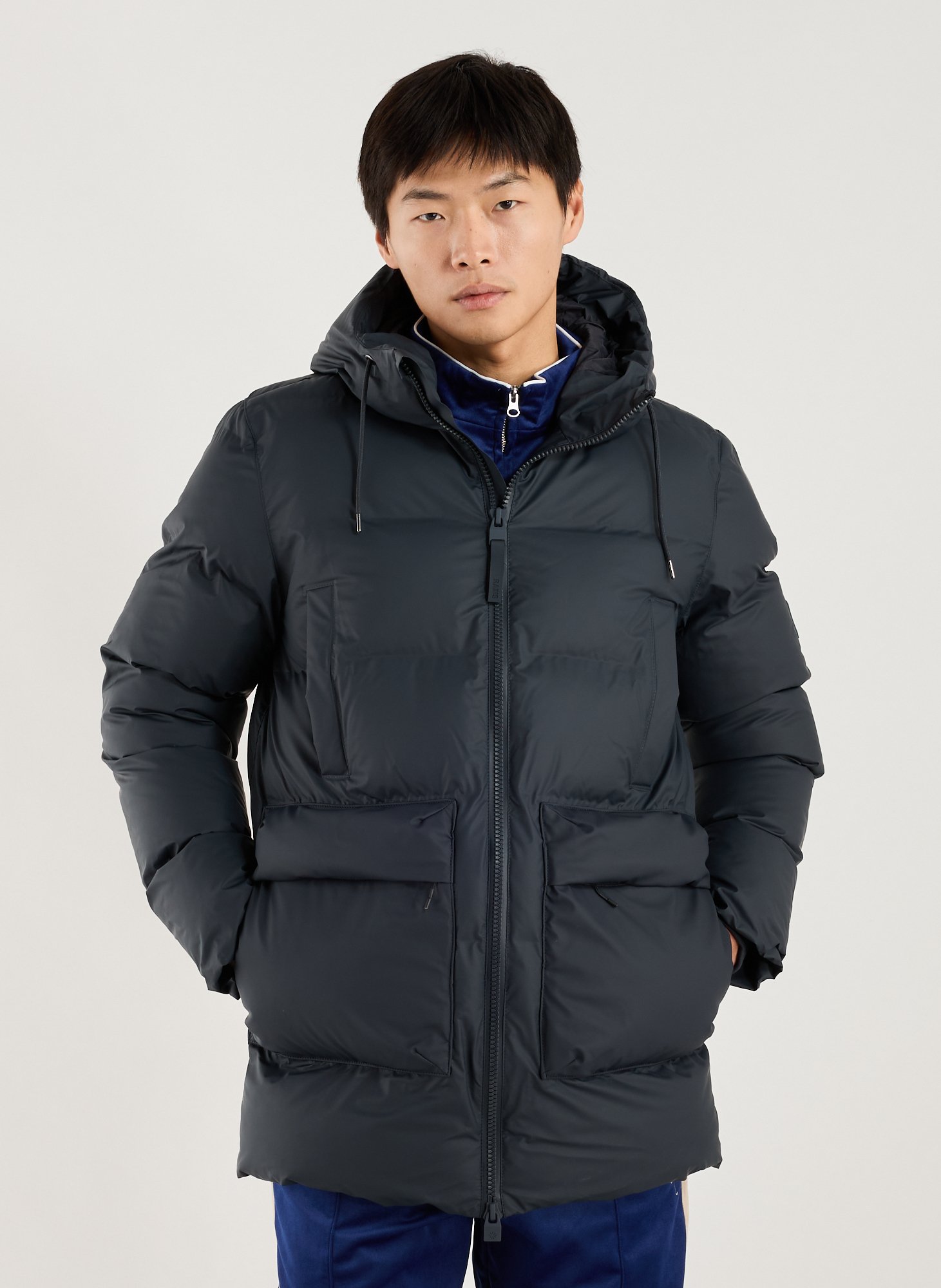 RAINS ALTA LONG Puffer Coat Blue