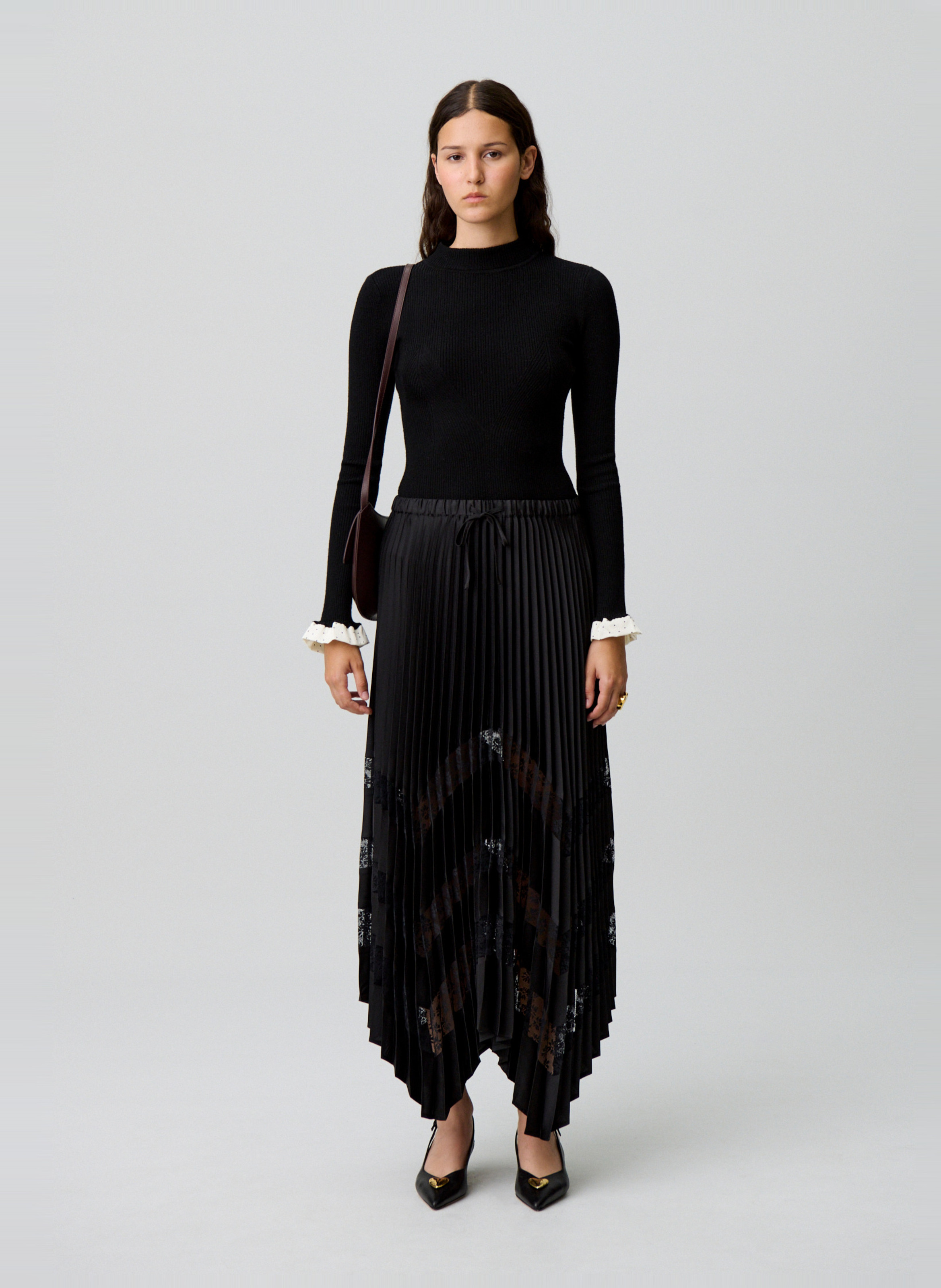 Jupe longue plissée solabelle CLAUDIE PIERLOT Noir