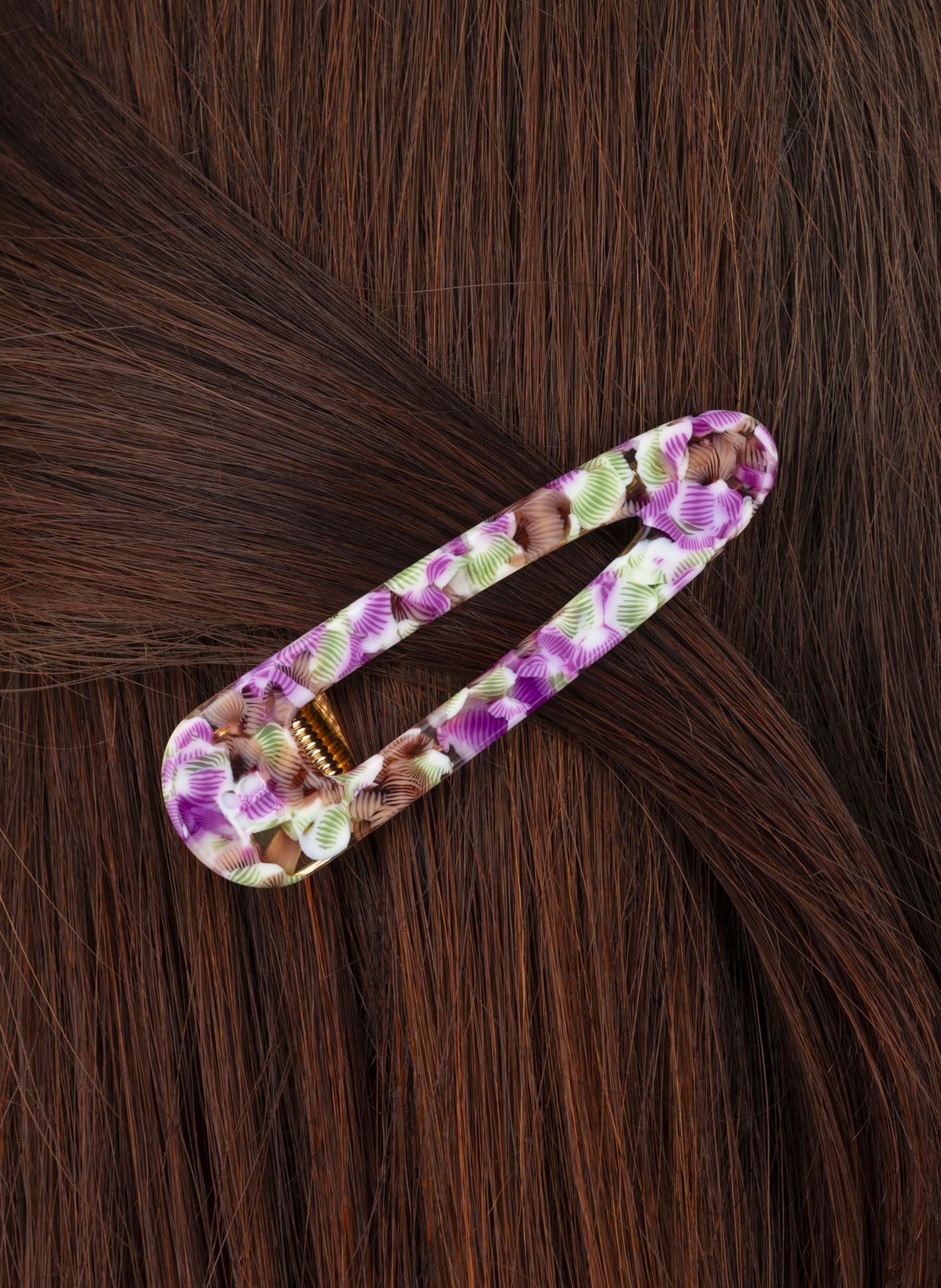 Barrette à cheveux triangle en acétate de cellulose et acier inoxydable KURAGE GINZA Vert