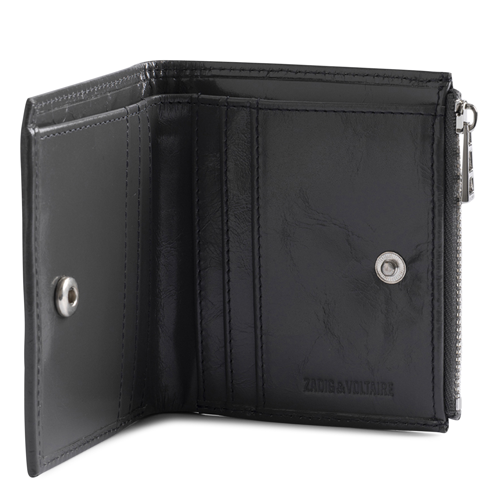 Portefeuille en cuir imprimé zv wallet ZADIG&VOLTAIRE Gris