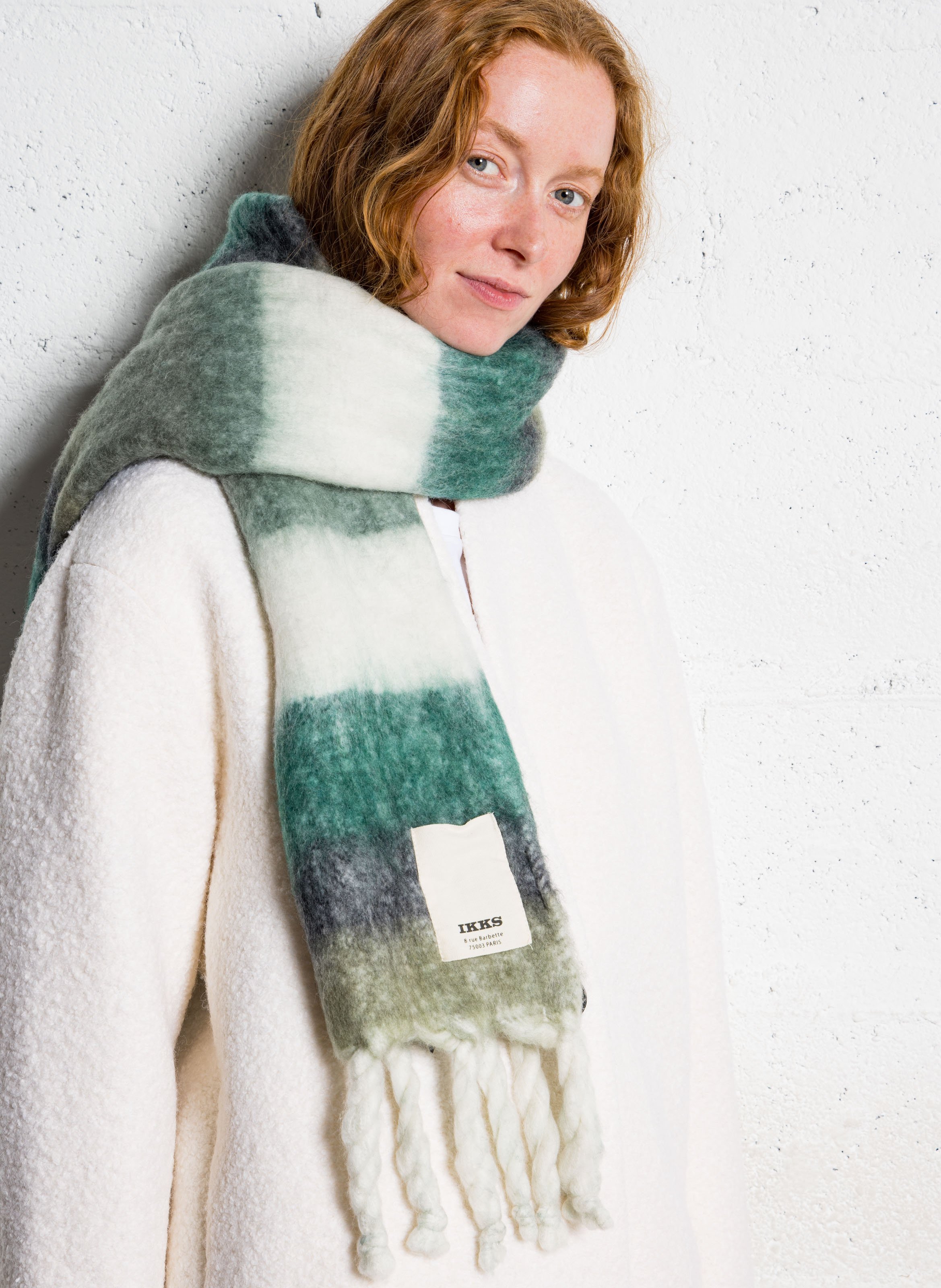 Echarpe imprimée à franges IKKS Kaki