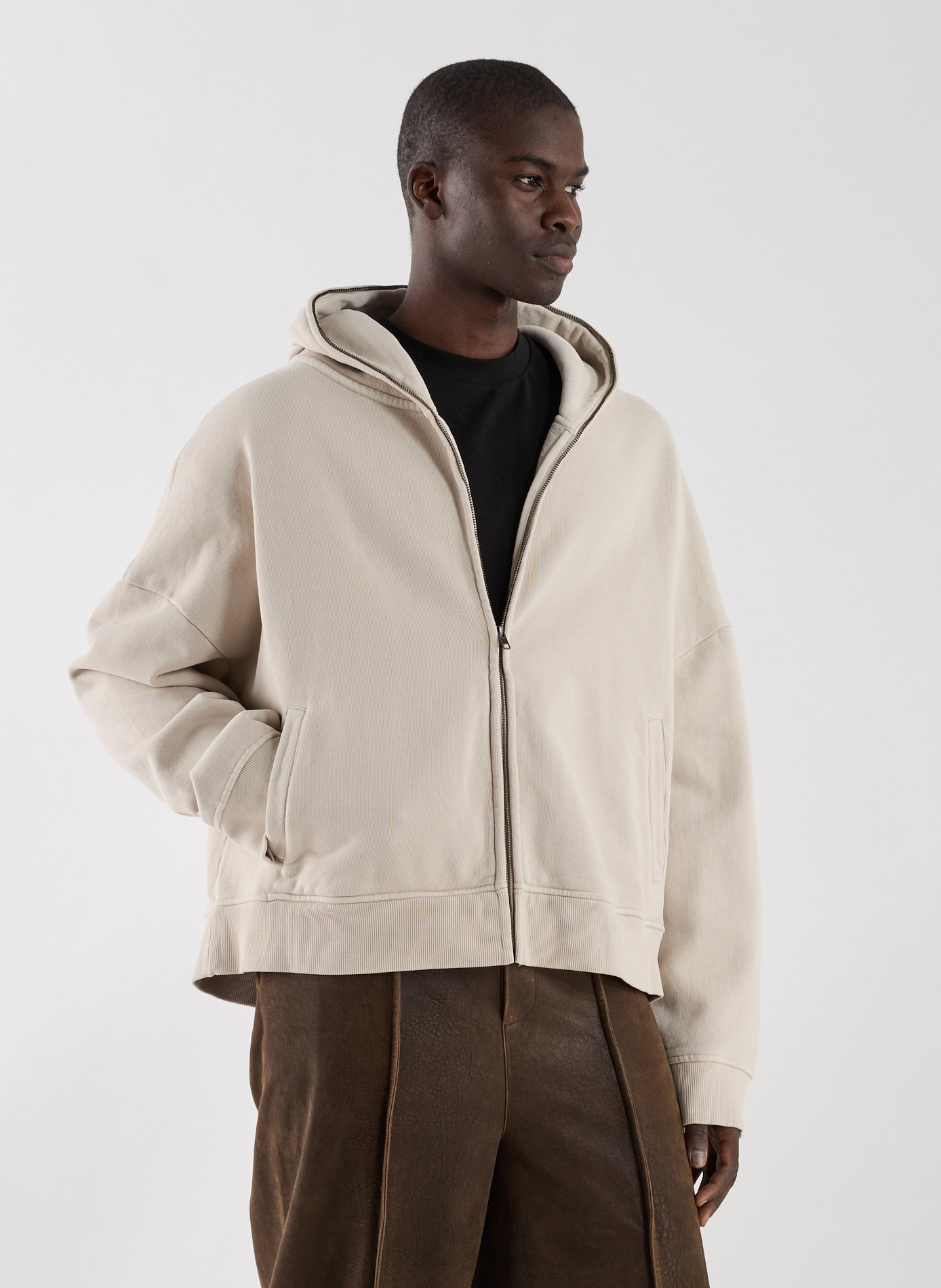 Sweatshirt zippé en coton ENTIRE STUDIOS Beige