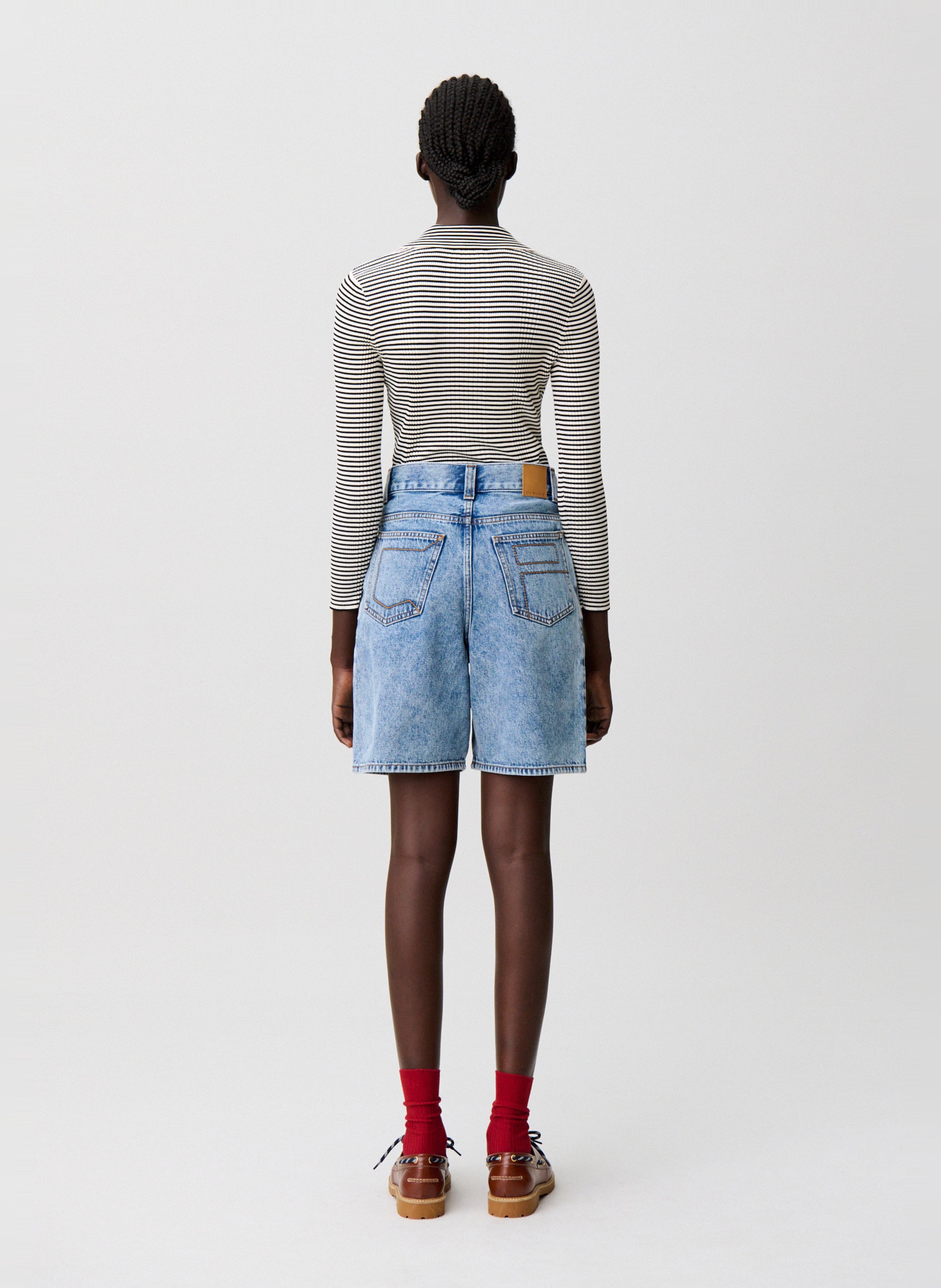 Short en jean large en coton CLAUDIE PIERLOT Bleu