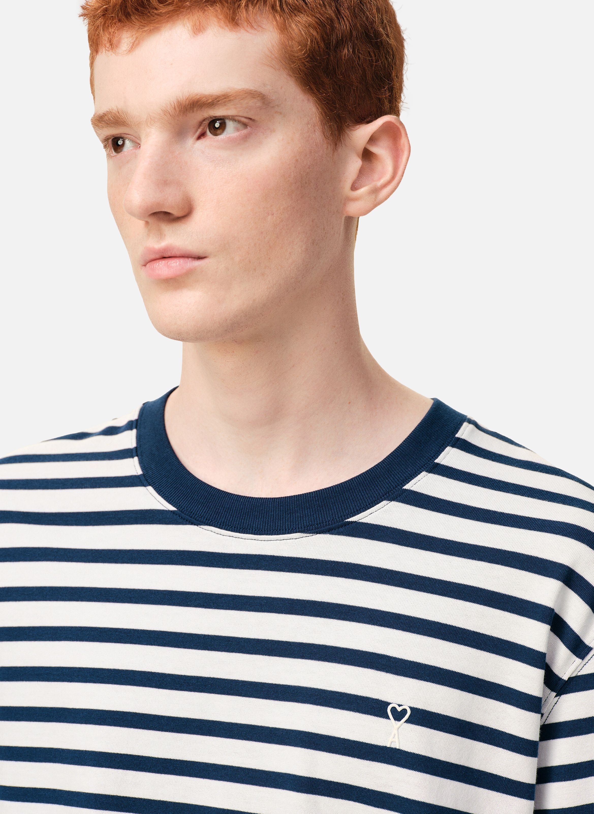 T-shirt marinière manches longues ami de coeur unisexe en coton AMI PARIS Bleu