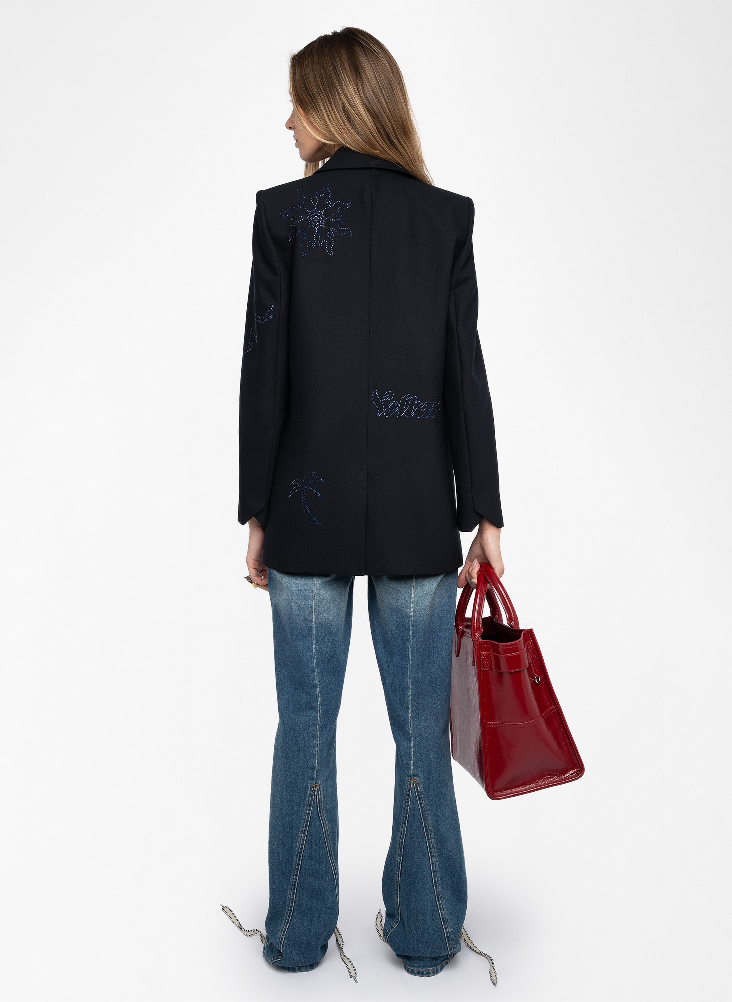 Veste col tailleur brodée vival ZADIG&VOLTAIRE Bleu