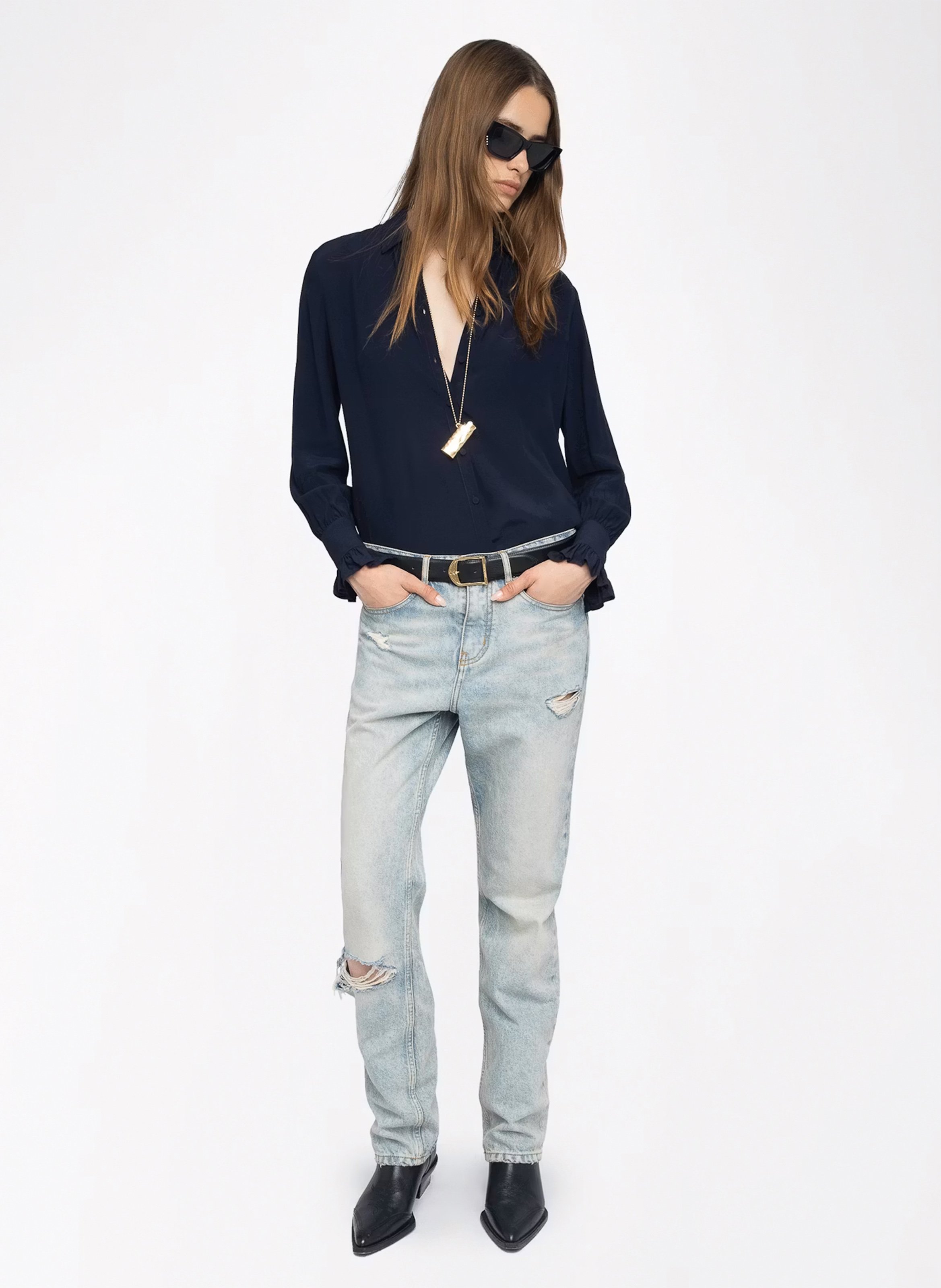 Blouse col v thely ZADIG&VOLTAIRE Bleu