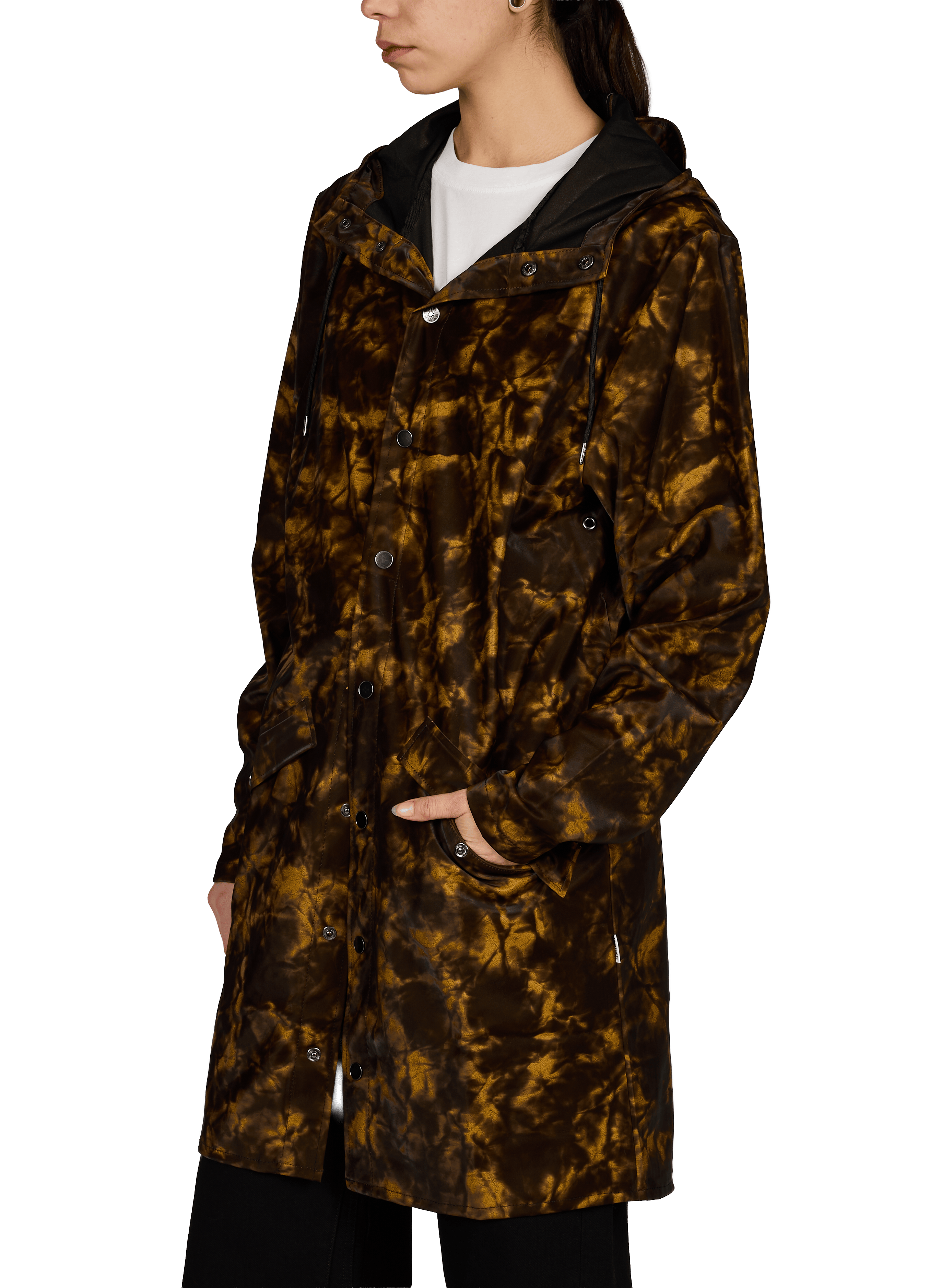 Long hooded raincoat RAINS Brown