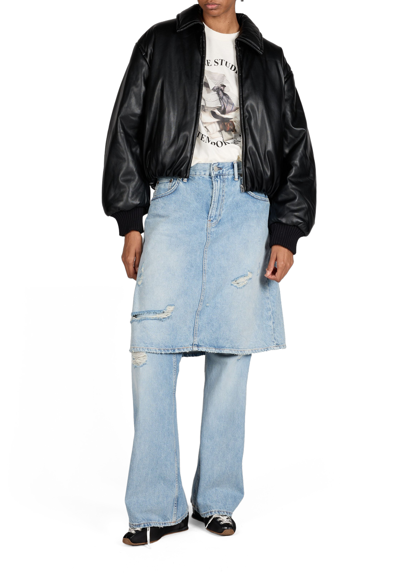 Oversized solid color jacket with classic collar ACNE STUDIOS Black