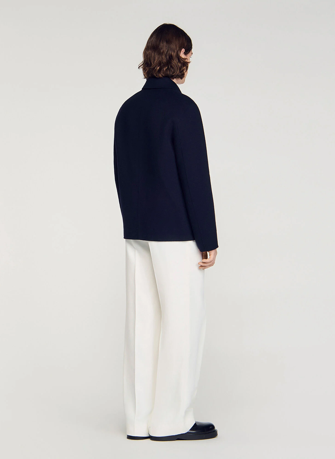 Blouson col classique en laine mélangée SANDRO Bleu